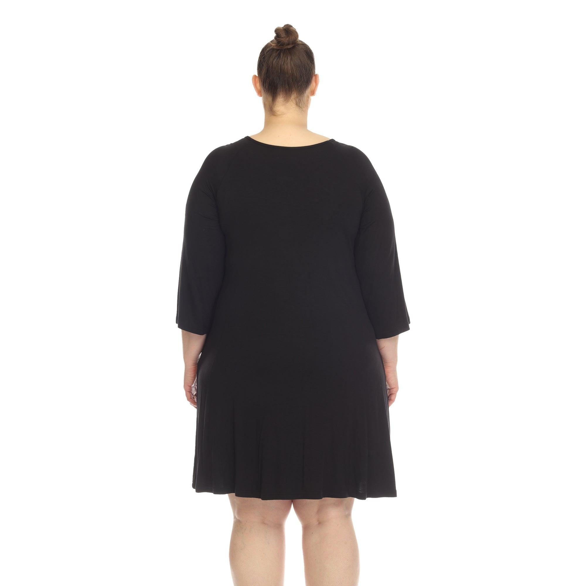 Criss Cross Neckline Swing Midi Dress - Plus Product Image