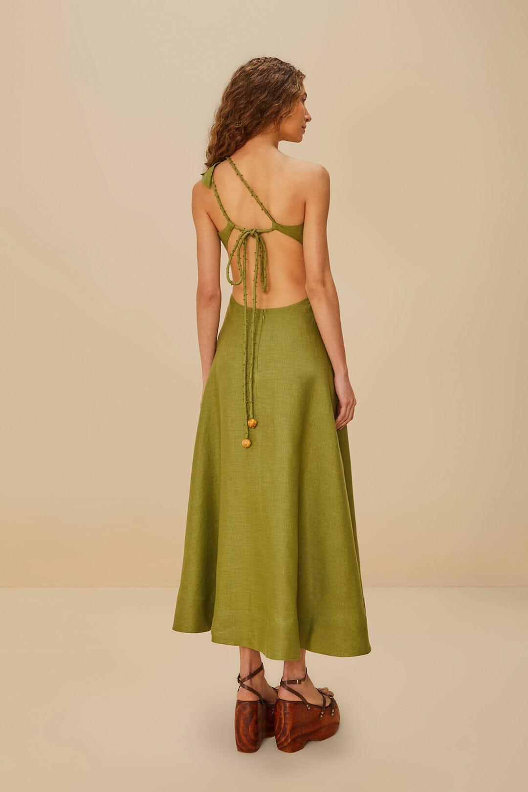 Green Palm Tree Euroflax™ Premium Linen Maxi Dress Product Image