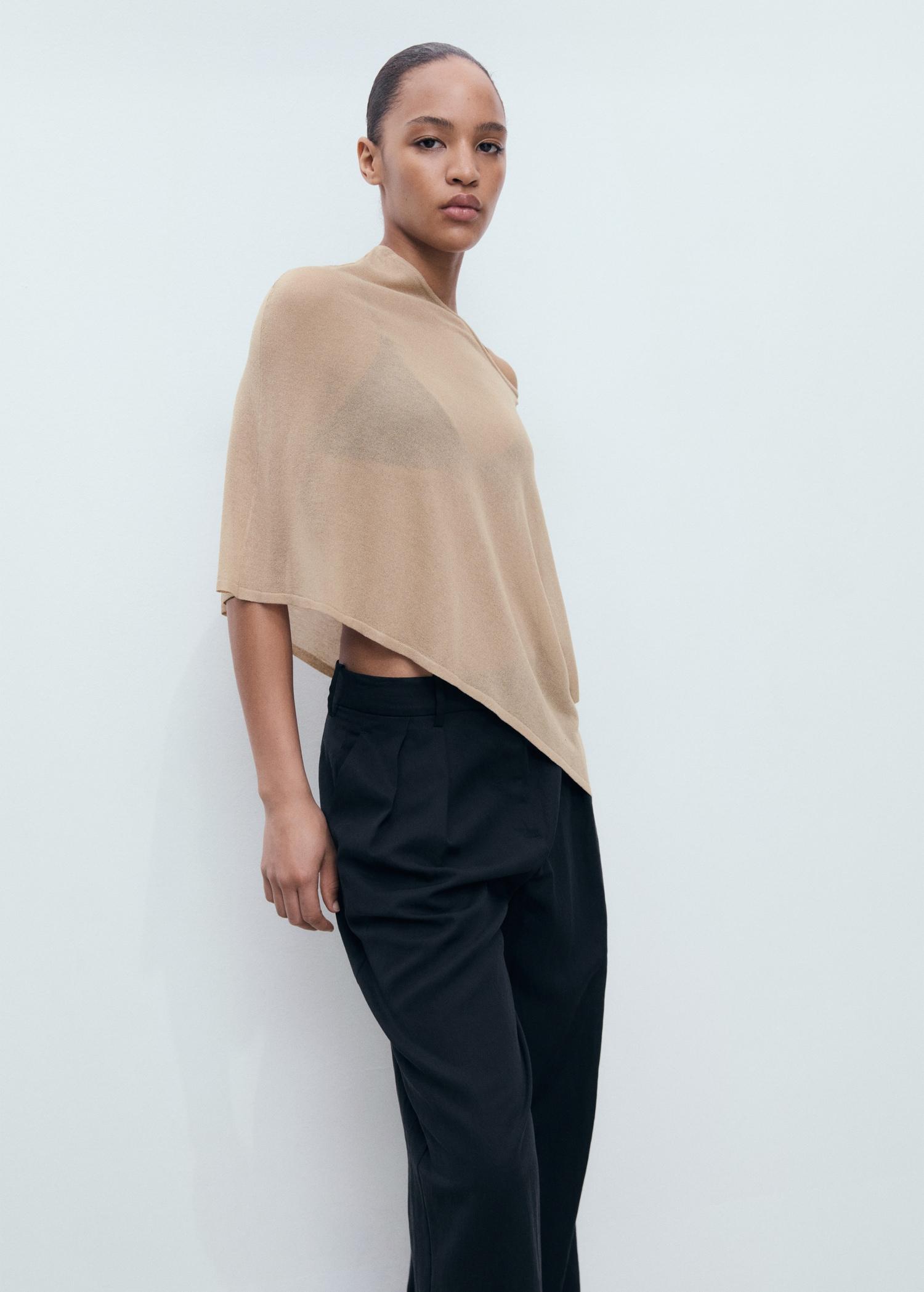Asymmetrical knitted cape - Women | MANGO USA Product Image