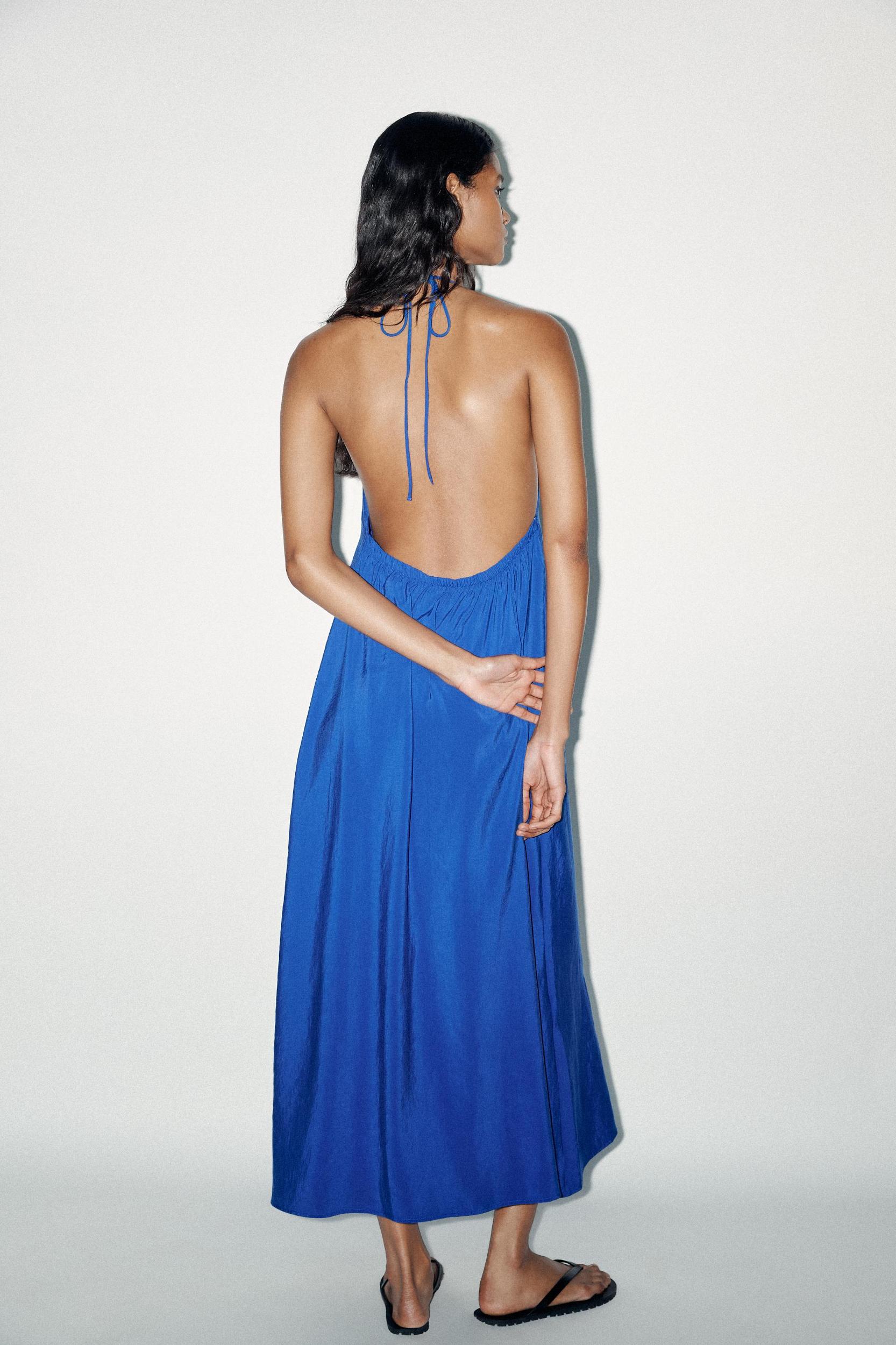 FLOWY HALTER MIDI DRESS Product Image