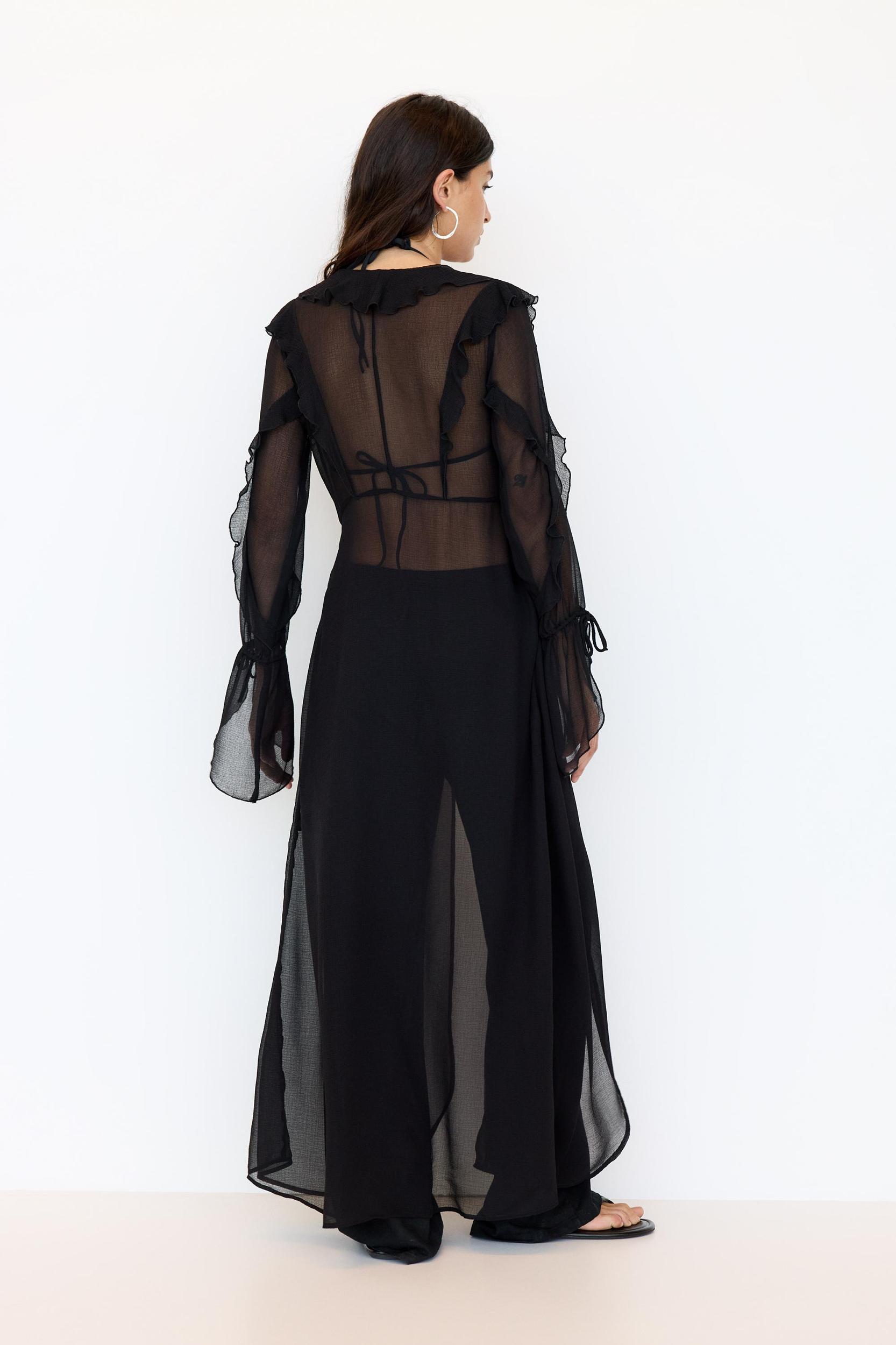 Long ruffled camisole kimono Product Image