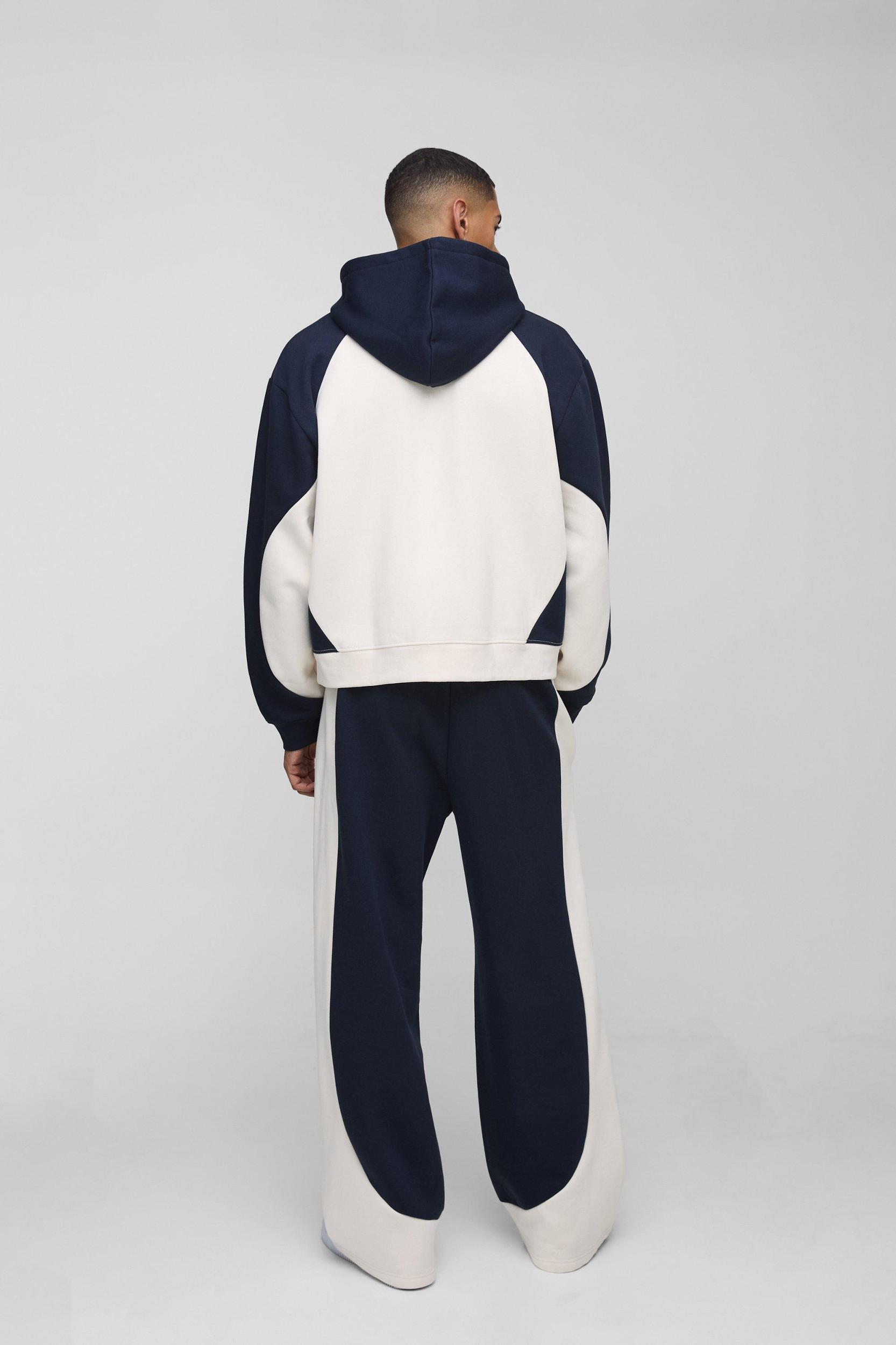 Oversized Boxy Colour Block Homme Printed Zip Through Tracksuit | boohooMAN USA Product Image