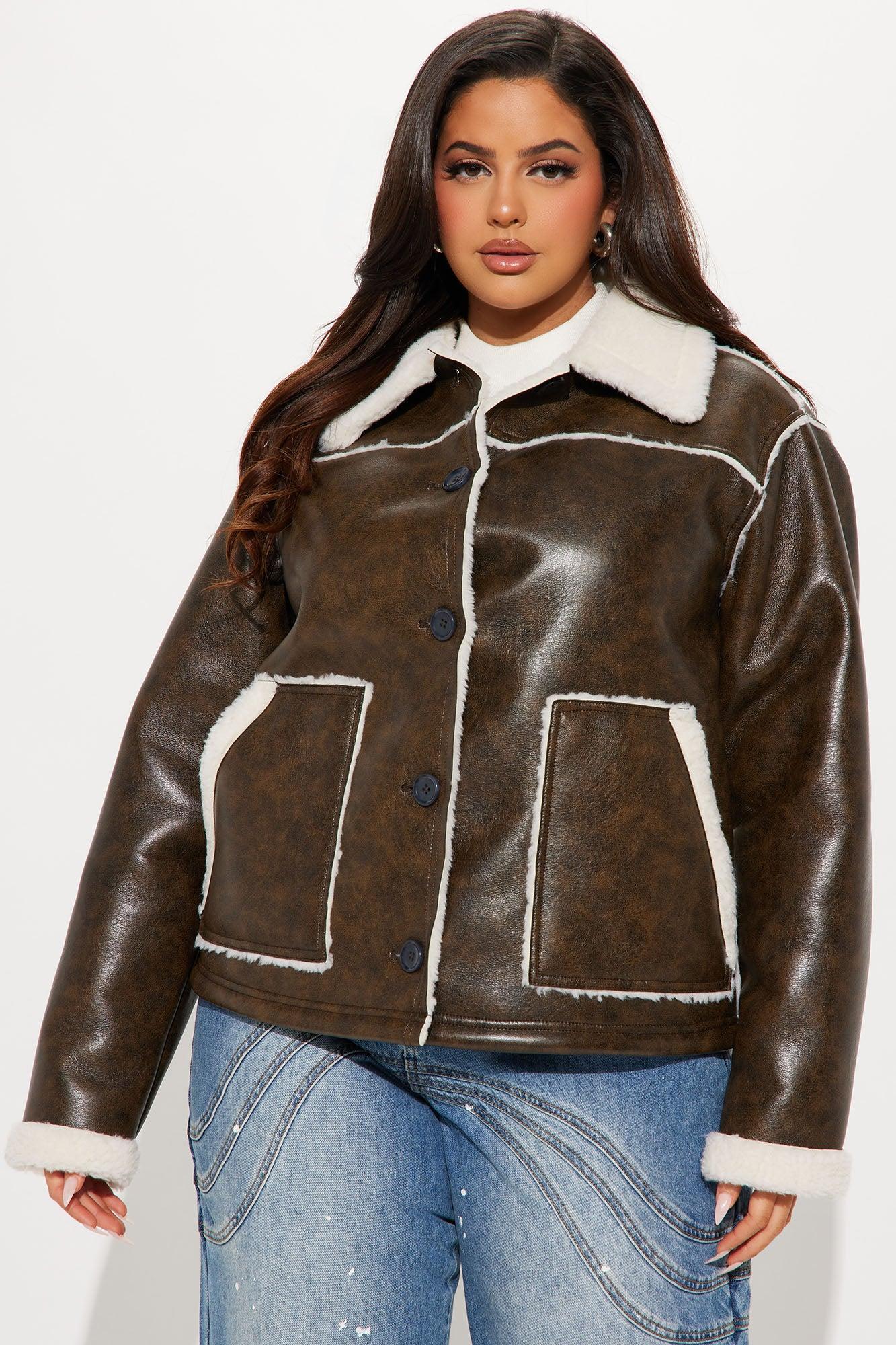 Around The Way Shearling Jacket - Brown Female Product Image