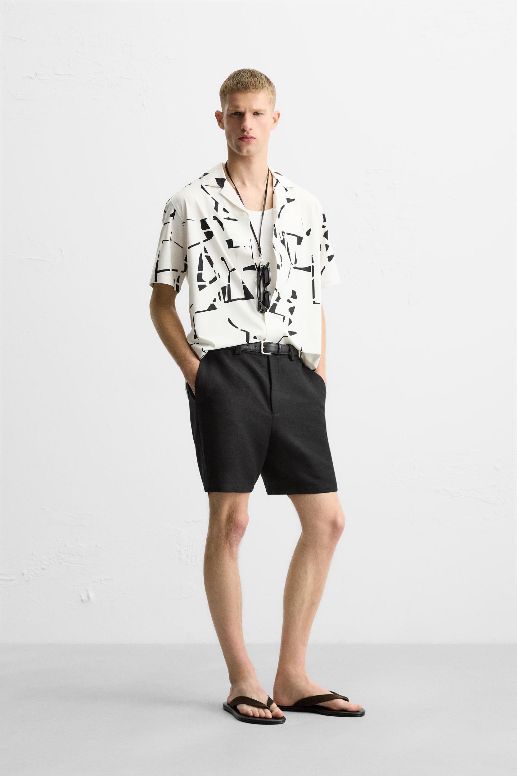 ABSTRACT PRINT STRETCH SHIRT Product Image