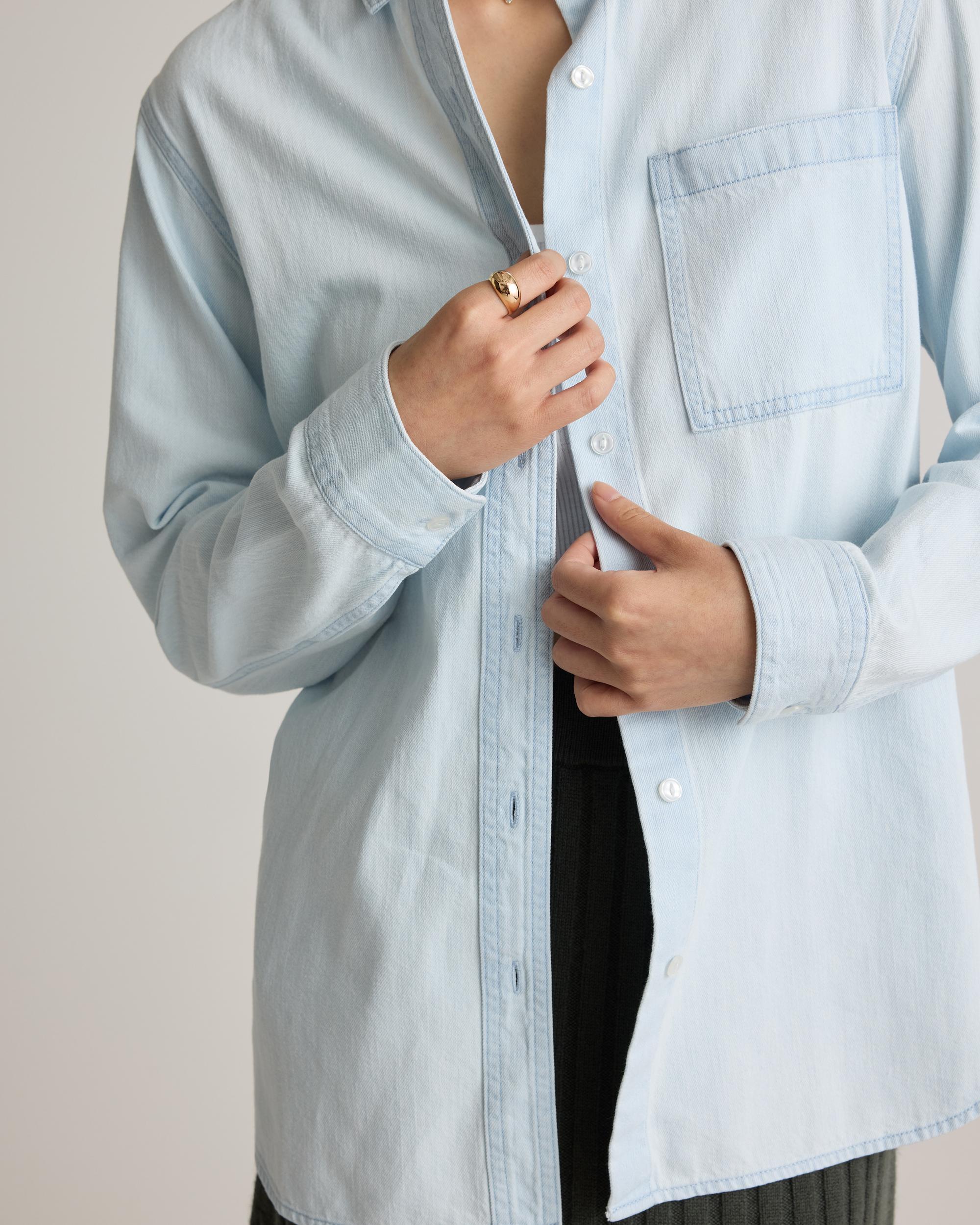 Quince | Women's Distressed Denim OverSized Shirt Cotton Product Image