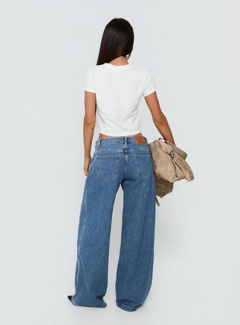 Ramos Low Rise Wide Leg Jeans Mid Blue Wash Product Image
