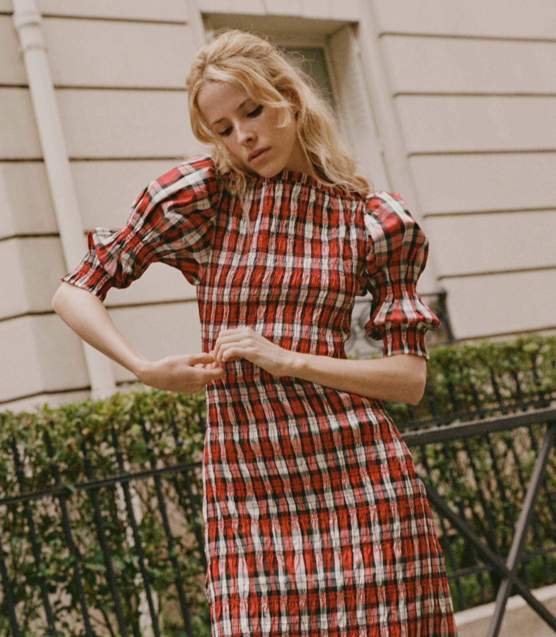 RAQUELLA DRESS -- ROUGE ADALINE PLAID Product Image