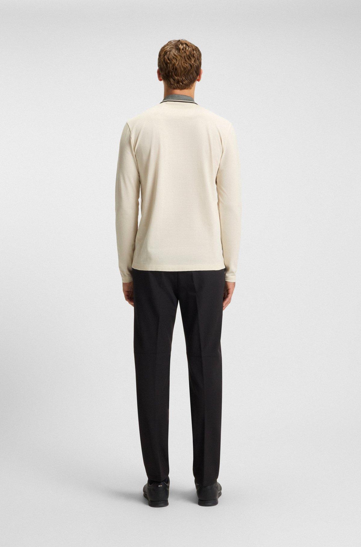 Cotton-piqué polo shirt with mouliné collar Product Image