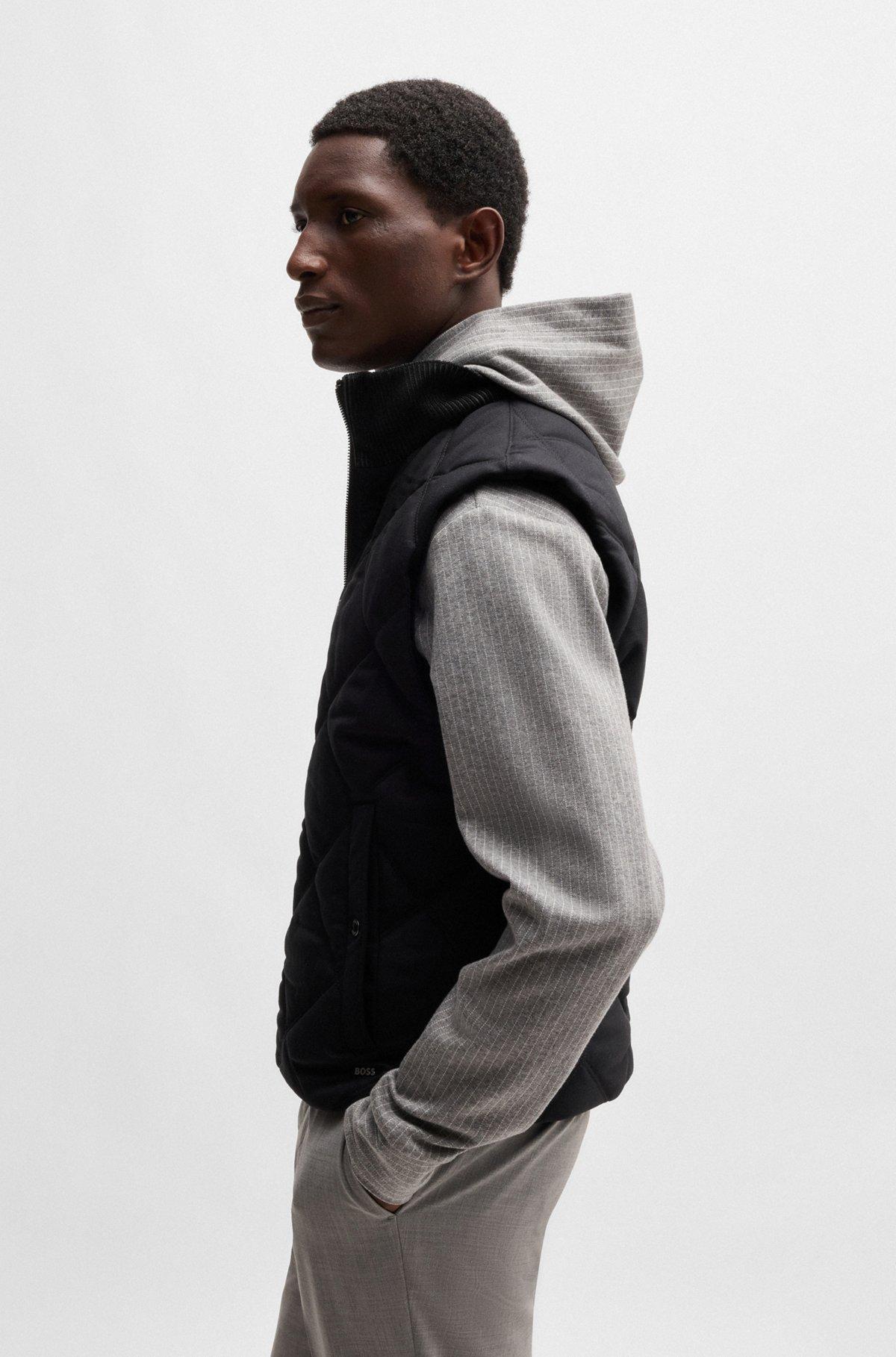 Diamond-quilted gilet with ribbed-cotton trims Product Image