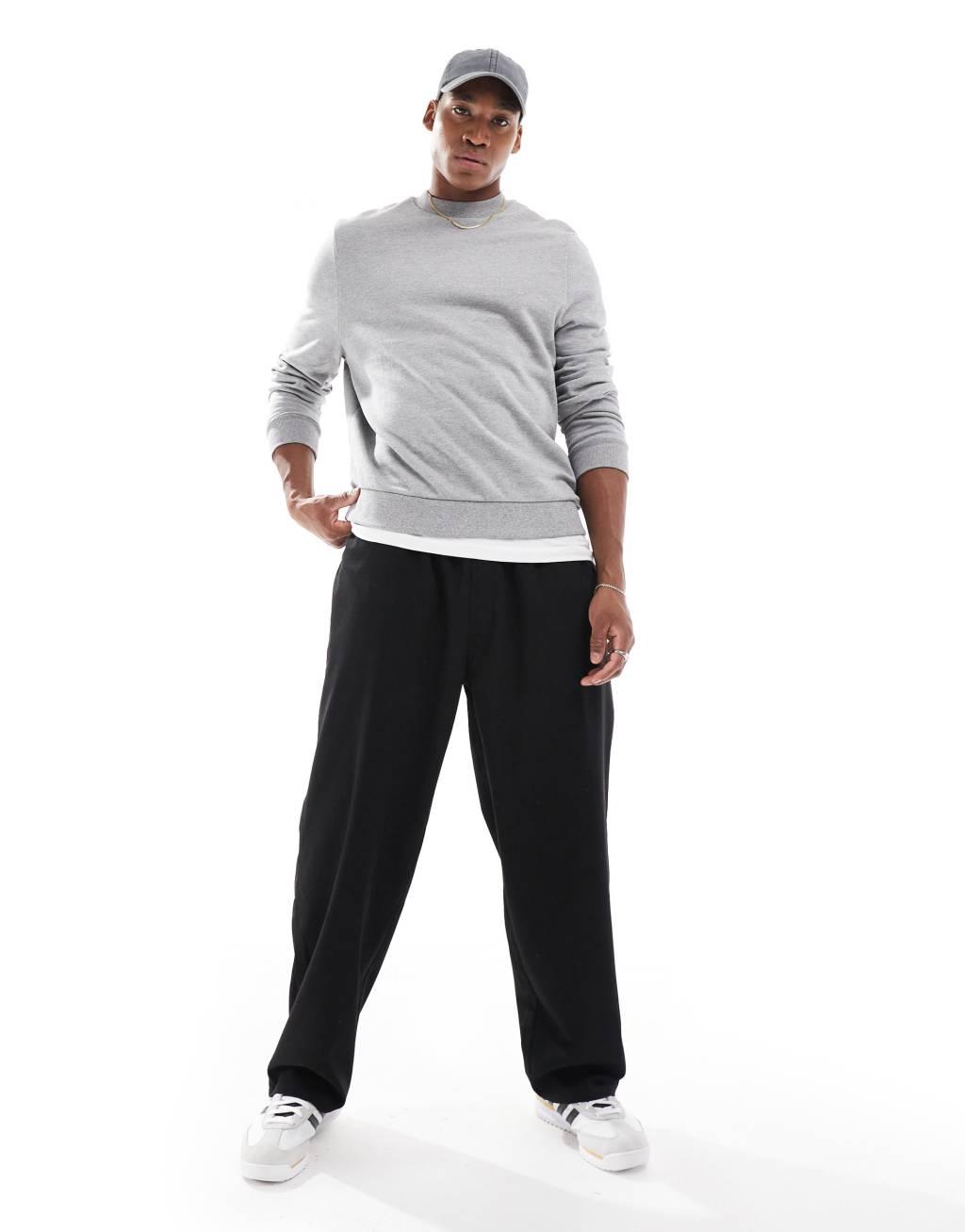 ASOS DESIGN essential sweatshirt in heather gray Product Image