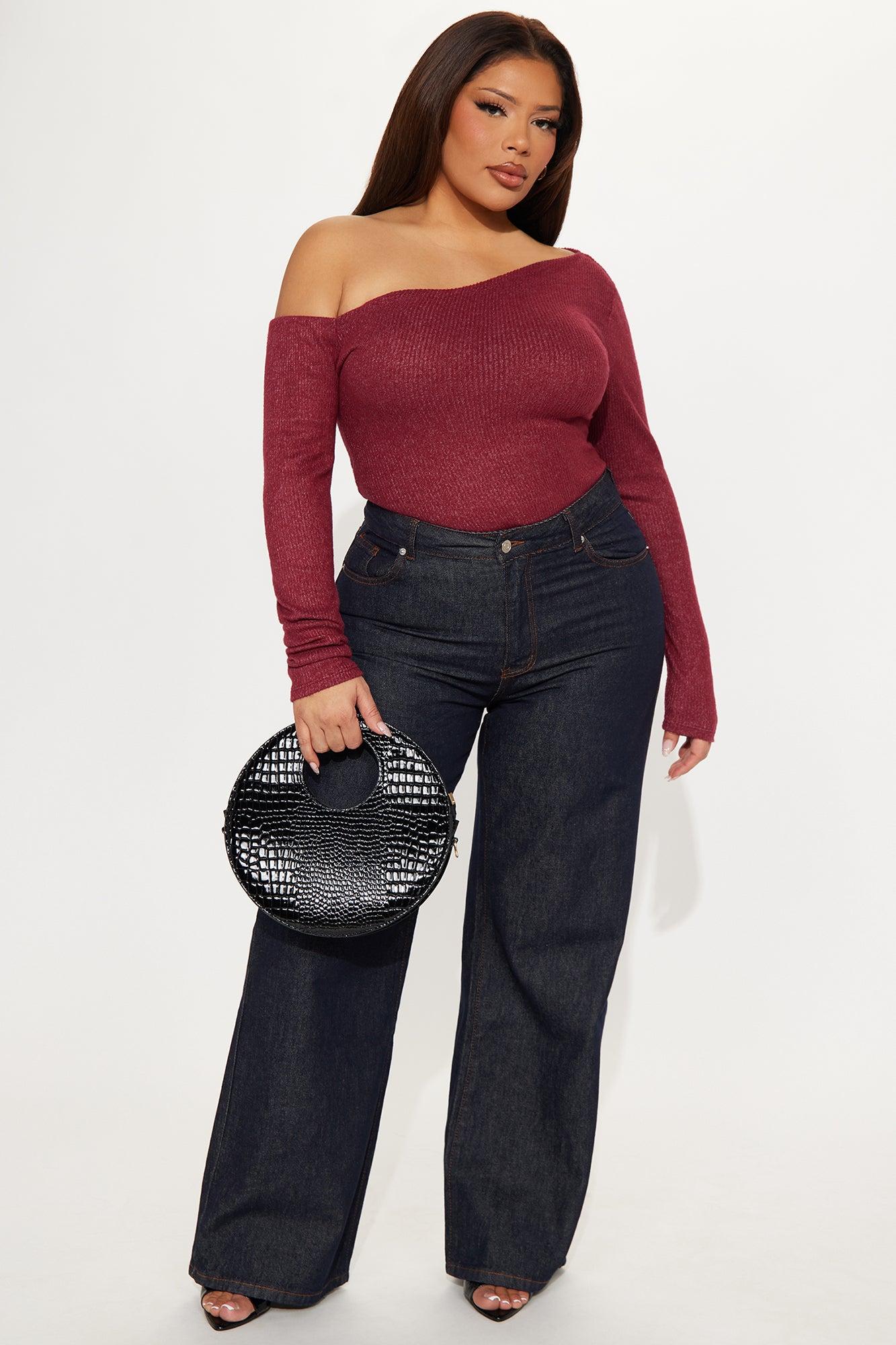 Naomi Ribbed Bodysuit - Burgundy Product Image