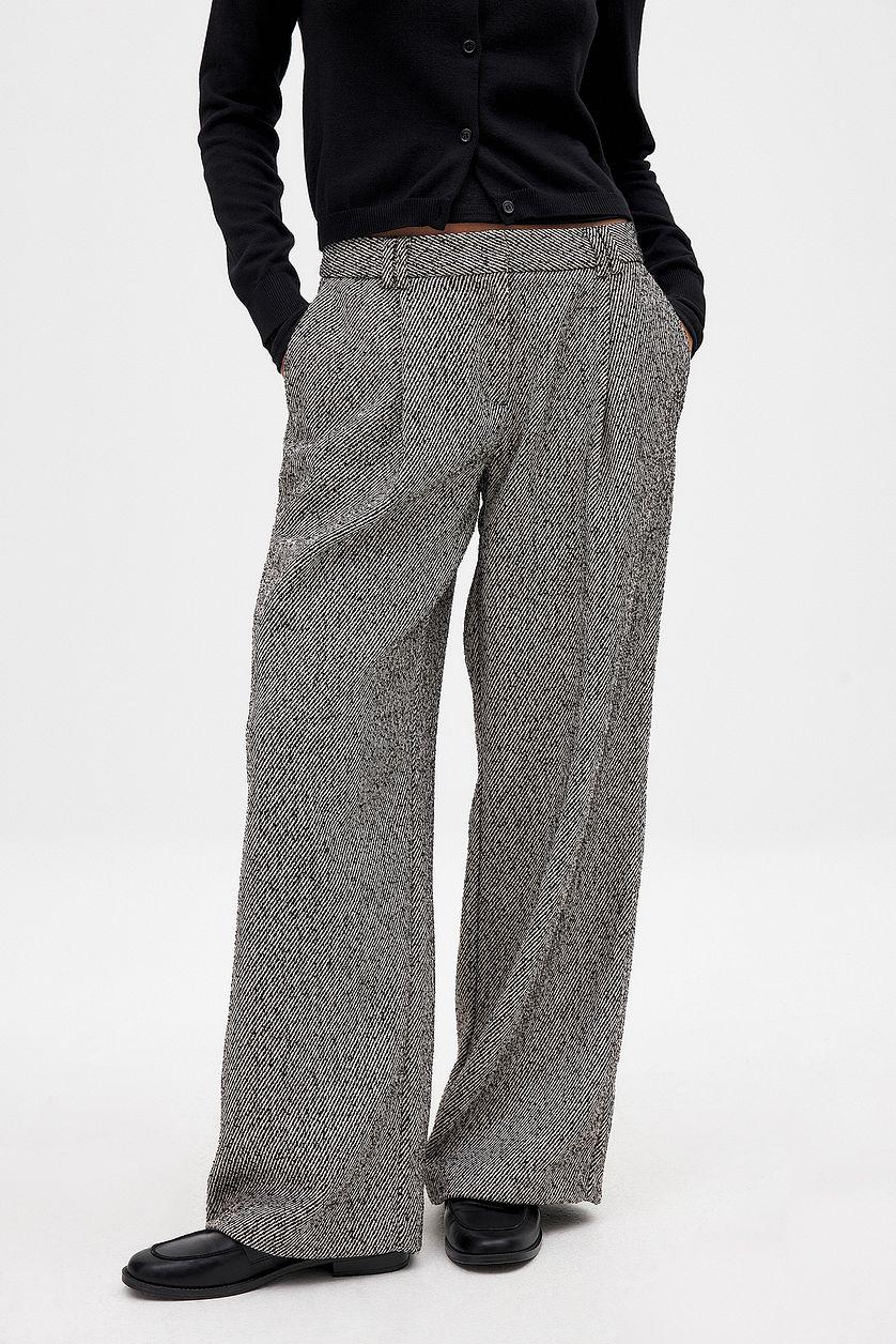 Wide Mid Waist Twill Trousers Product Image