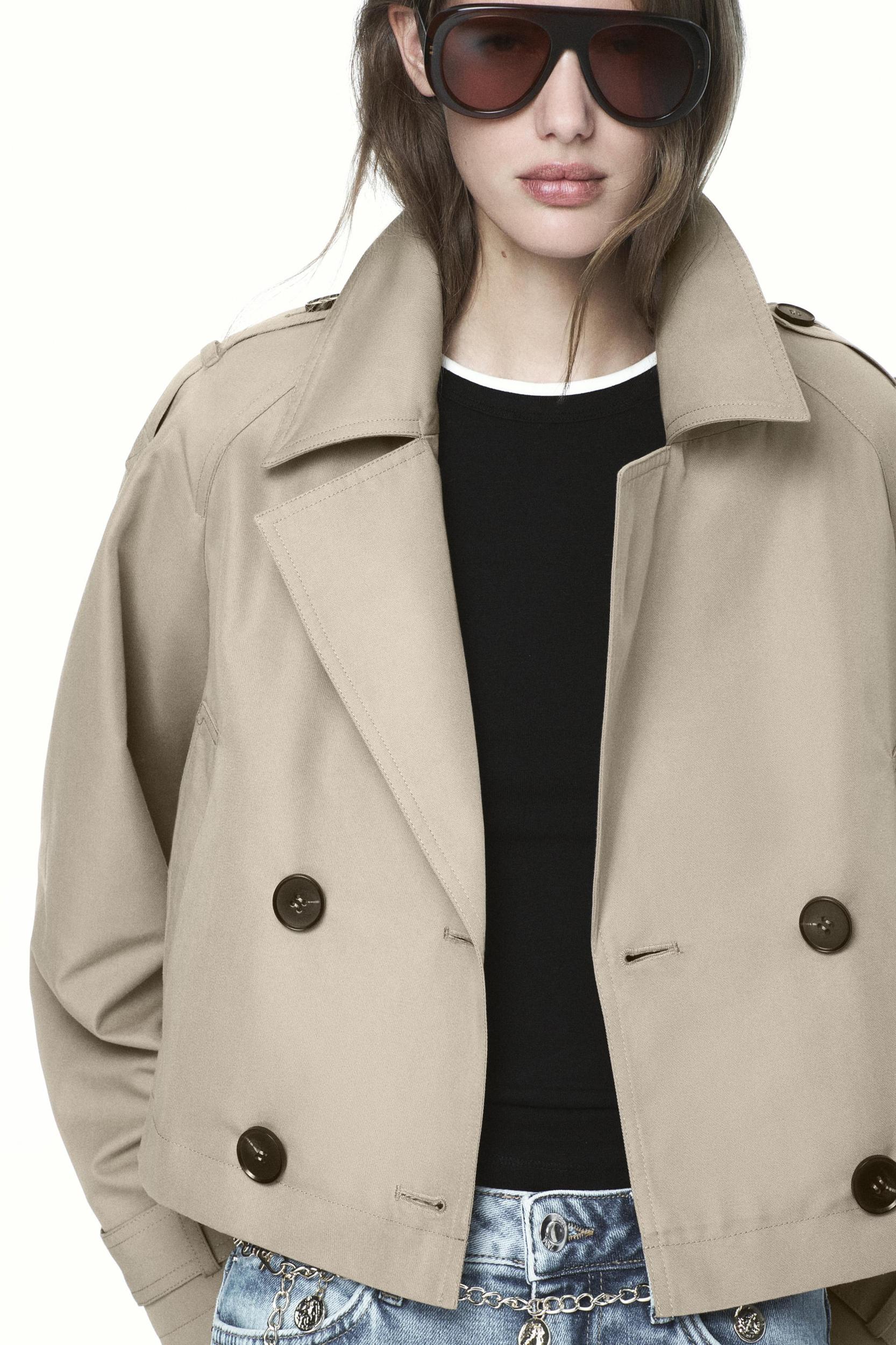 DOUBLE BREASTED SHORT TRENCH COAT Product Image