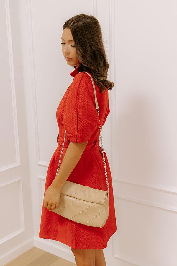 Happy Hour Chic Button Down Mini Dress in Dark Rust Product Image