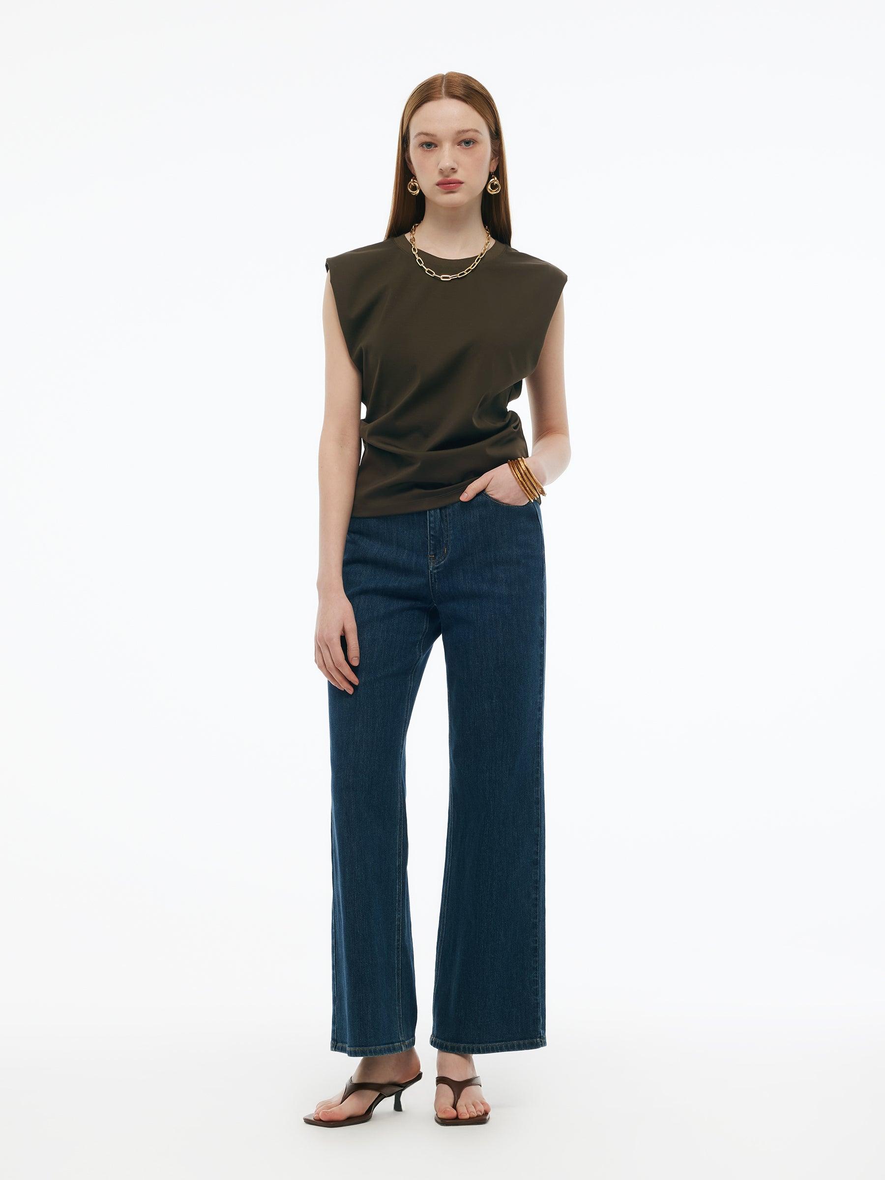 Tencel-blend Ruched Waist Women Knit Tank Top Product Image