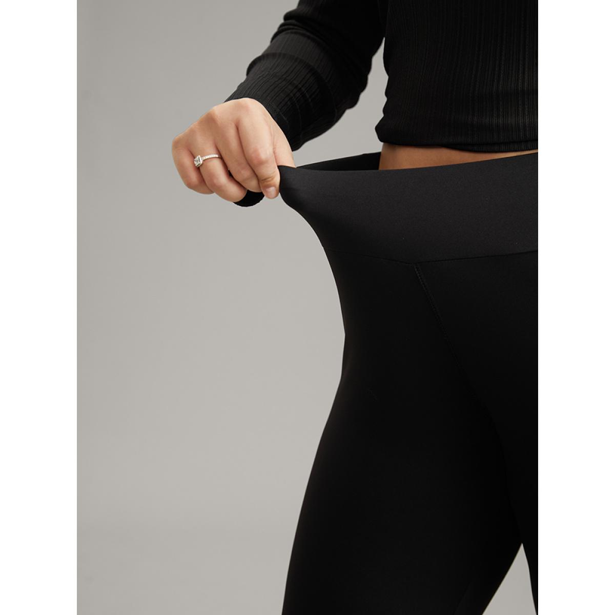 Plus Size Skinny Patchwork Side Elastic Waist Leggings Women Black Casual High stretch Skinny High Rise Dailywear Leggings BloomChic 12/L Product Image