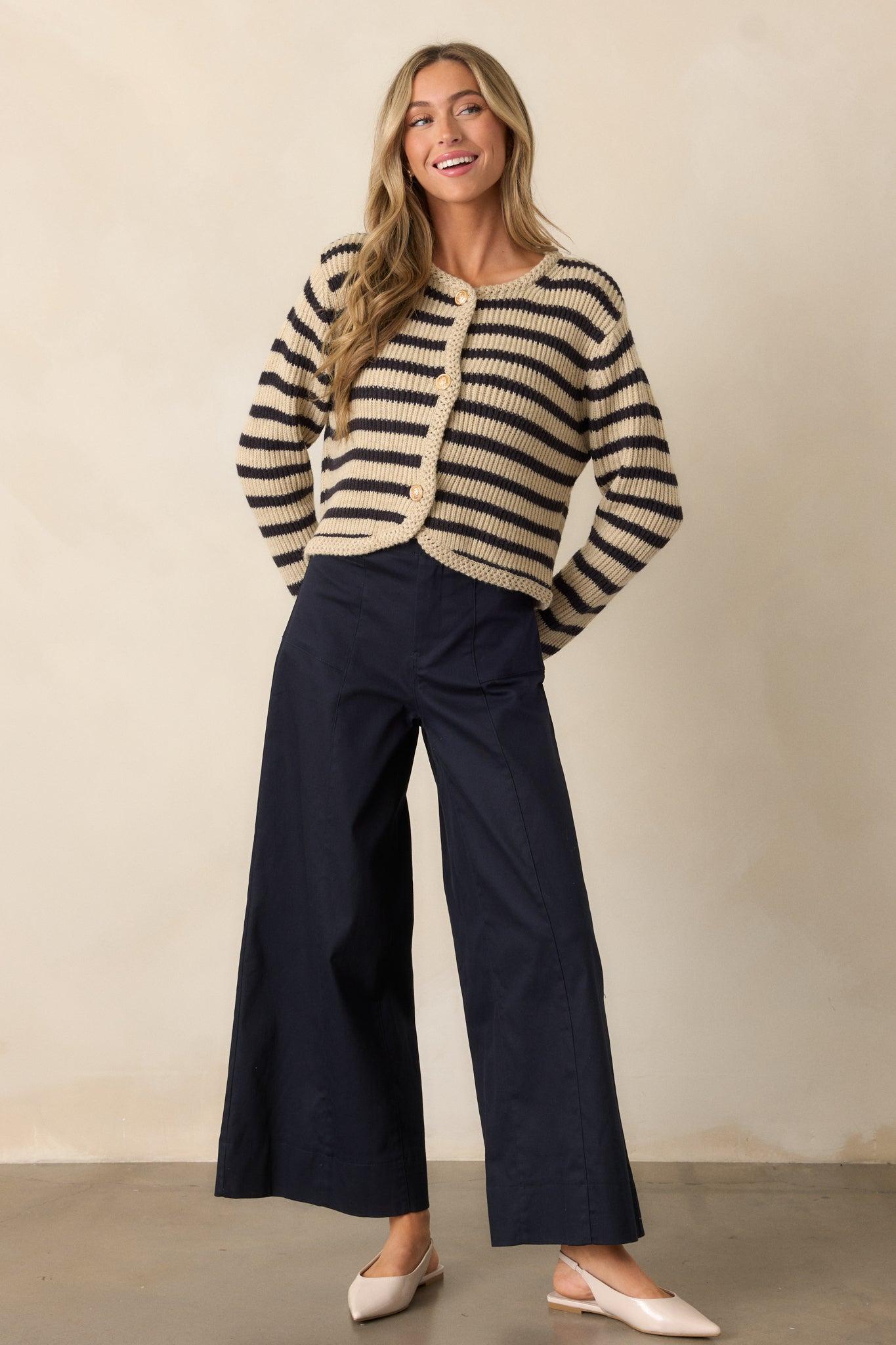 Daylight Glimmer Navy Wide Leg Pants Product Image