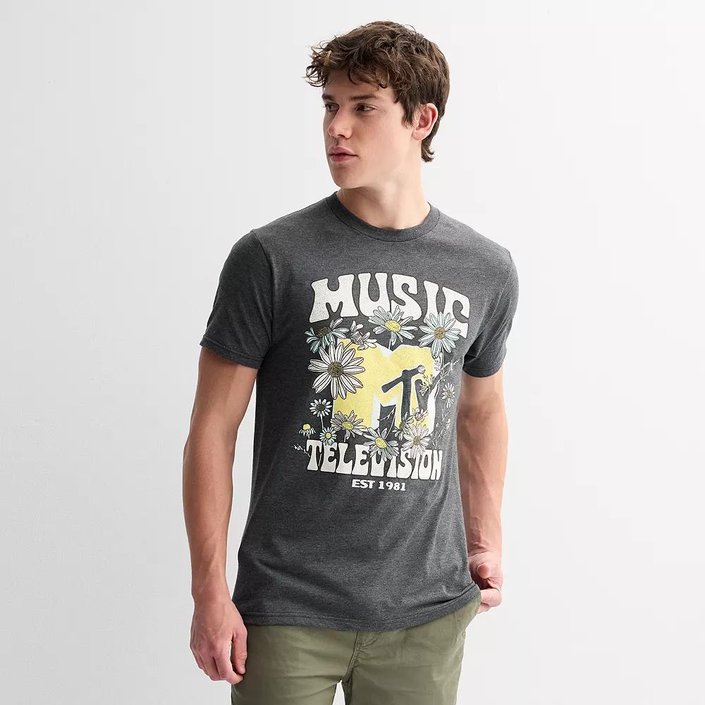 Men's MTV Flowers Logo Graphic Tee, Size: Small, Grey Heather Product Image