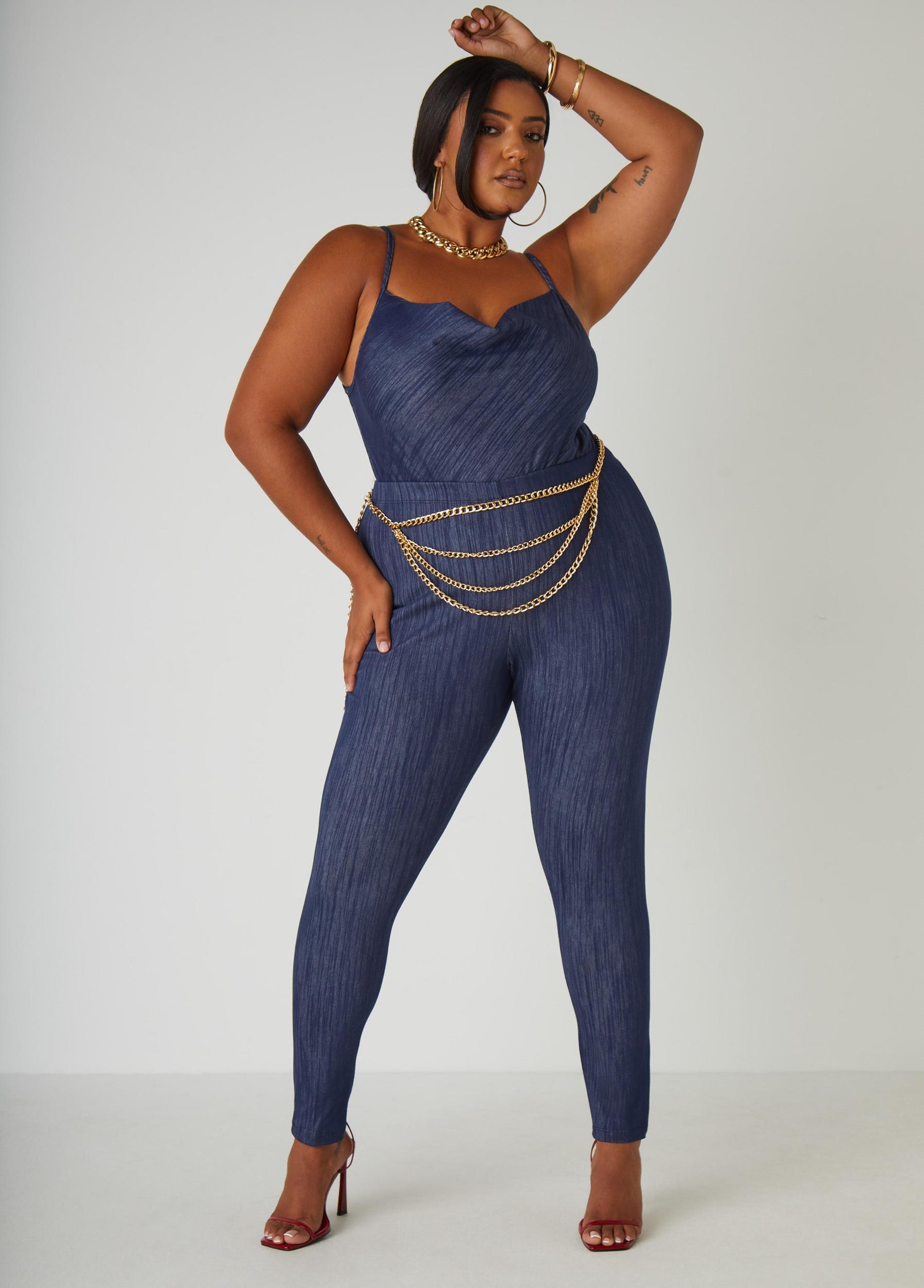 Textured Denim Leggings Product Image