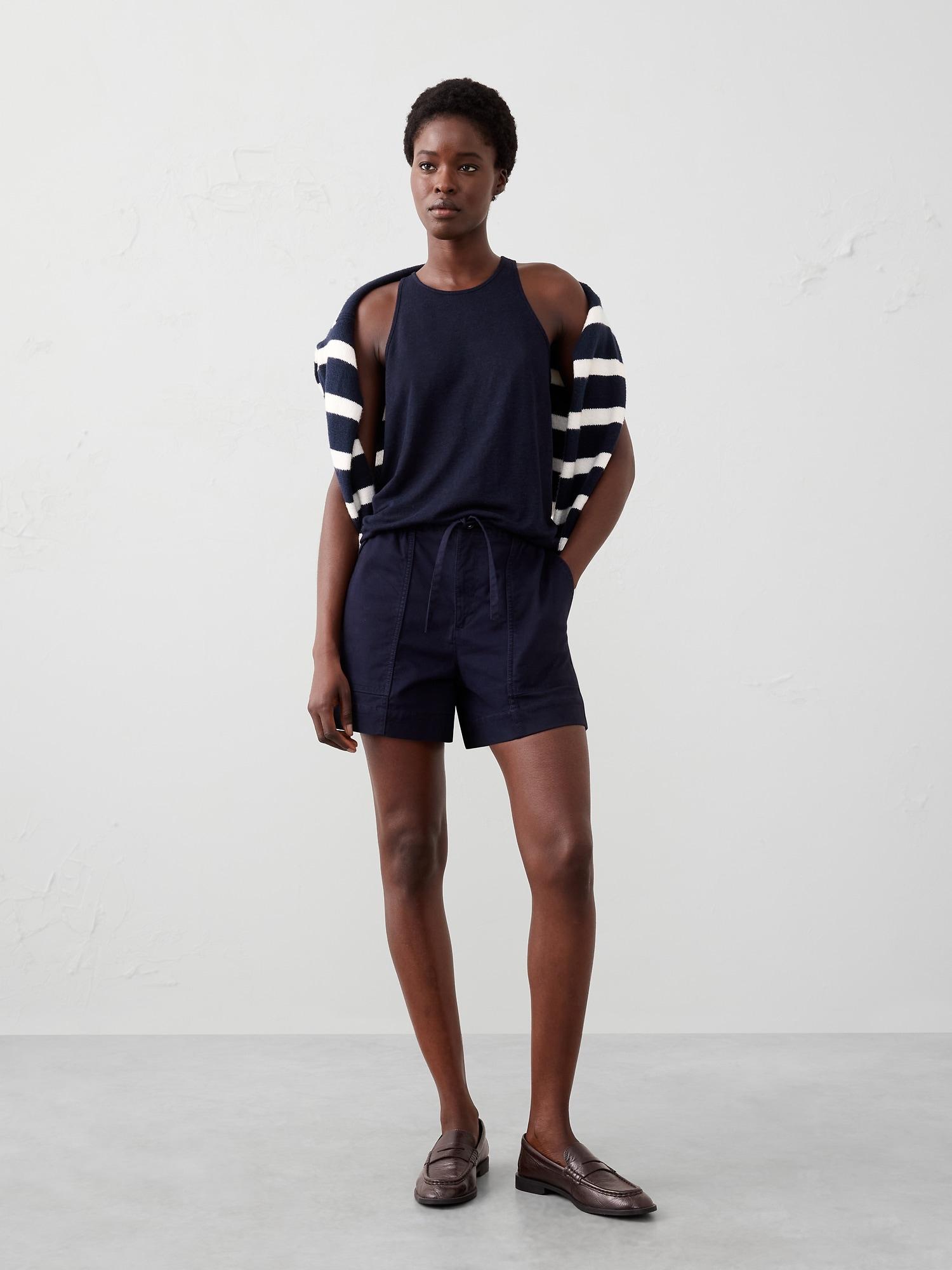 Linen-Blend Racer-Back Tank Product Image