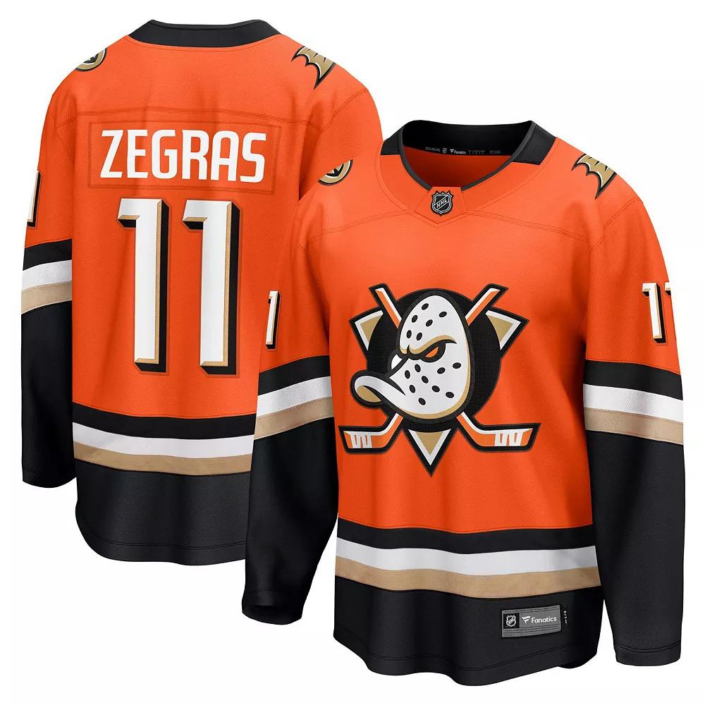 Men's Fanatics Trevor Zegras Orange Anaheim Ducks Home Premier Breakaway Player Jersey, Size: XS, Dks Orange Product Image