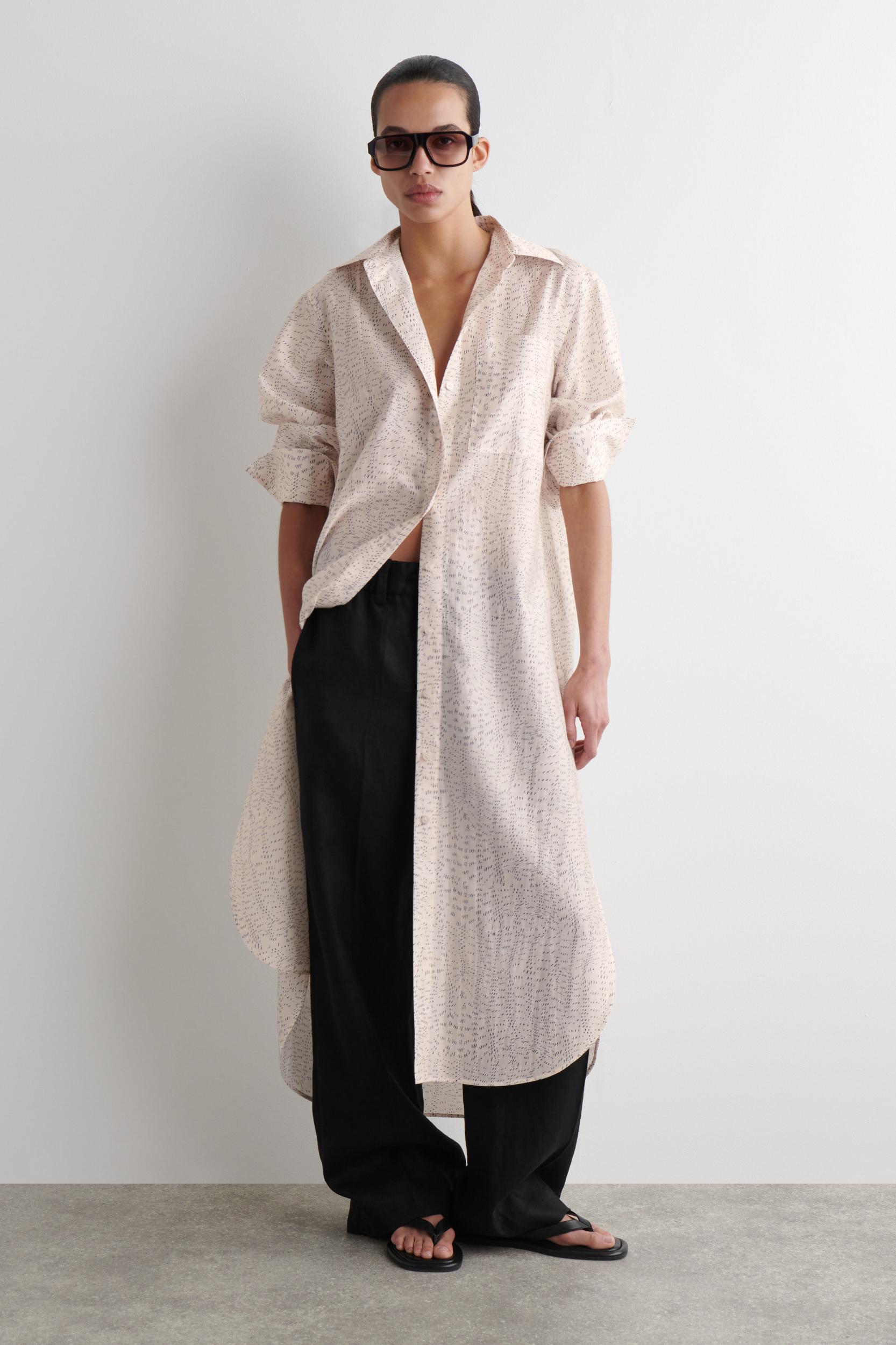 PRINTED FLUID SHIRT DRESS Product Image