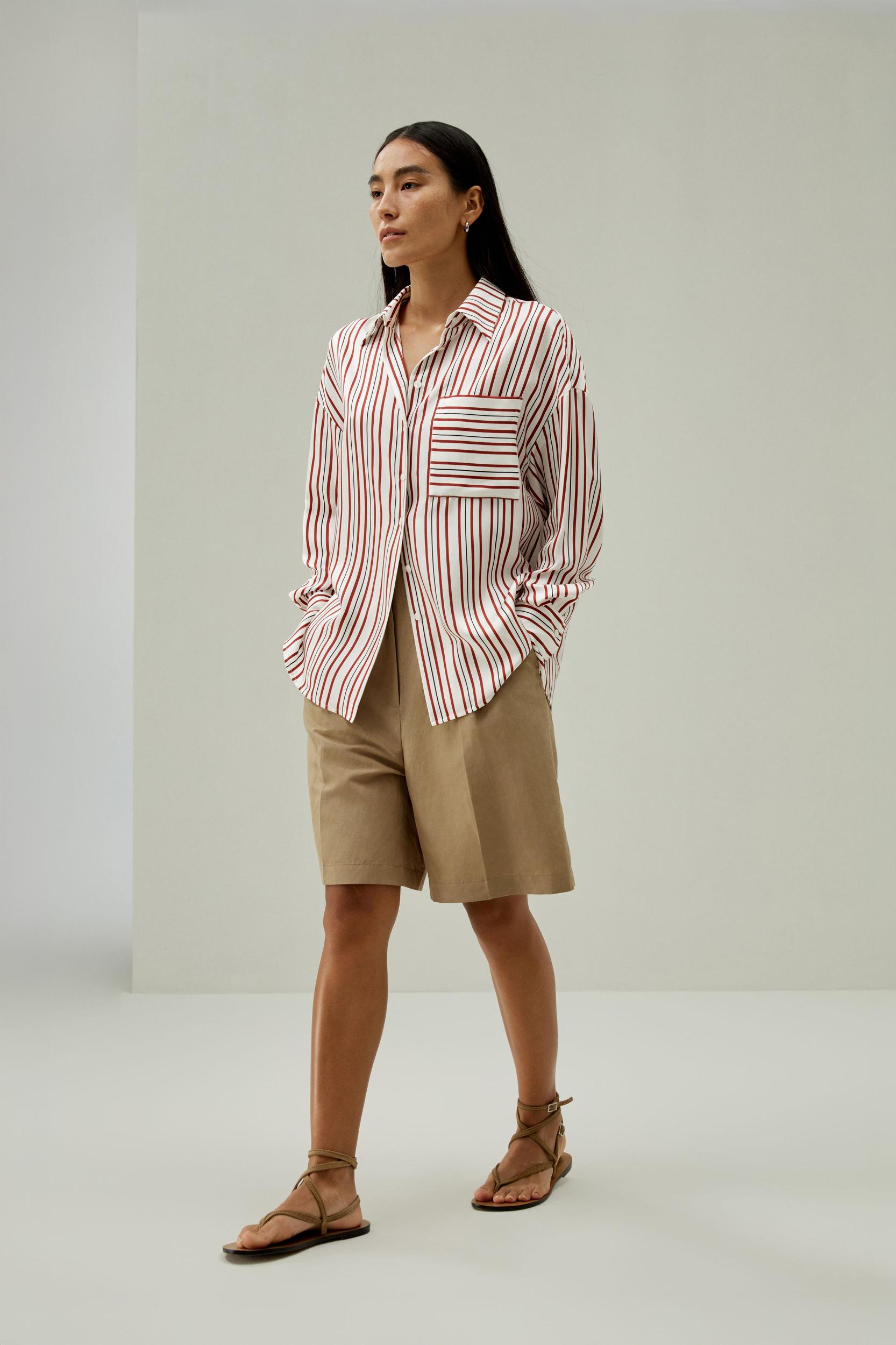 Oversized Striped Silk-Twill Shirt Product Image