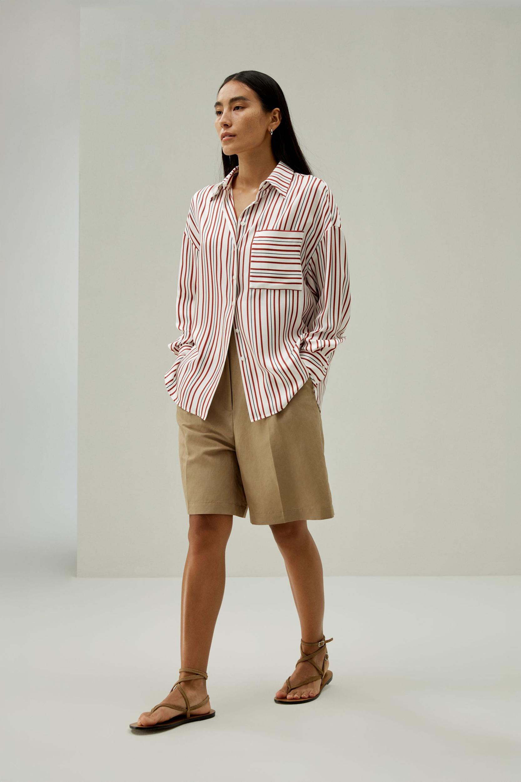 Oversized Striped Silk-Twill Shirt Product Image