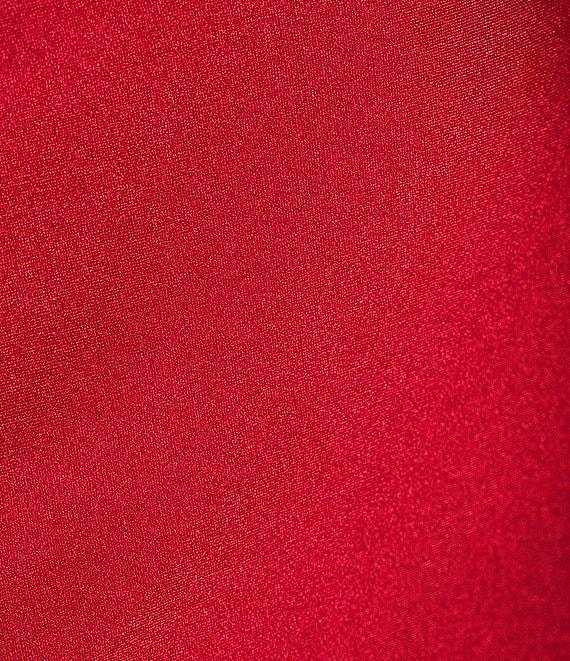 Midnight Doll Jersey Knit Satin V-Neck Rhinestone Strap Lace Up Back Side Slit Long Dress Product Image