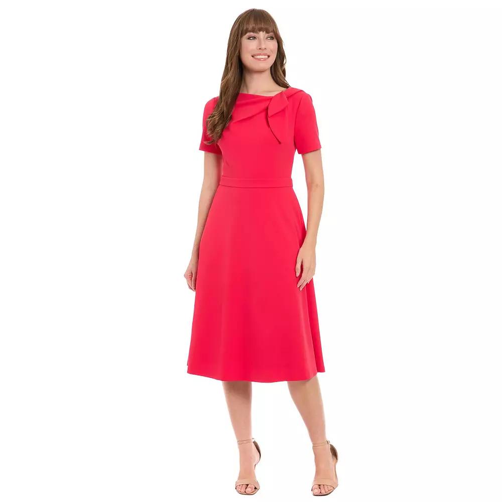Women's London Times Tie-Neck Fit and Flare Dress,  Product Image