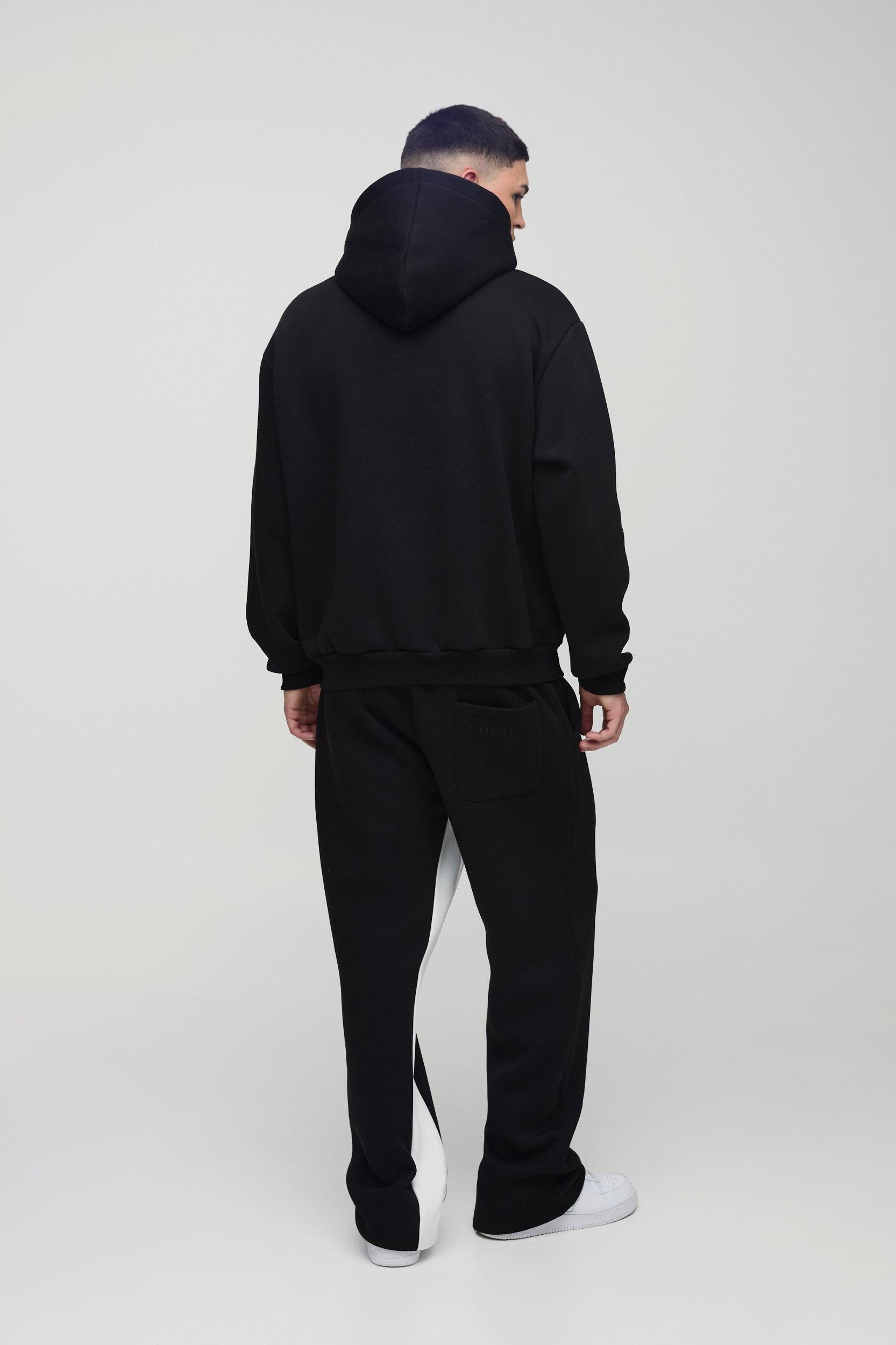 Oversized Man Colour Block Zip Hooded Tracksuit | boohooMAN USA Product Image
