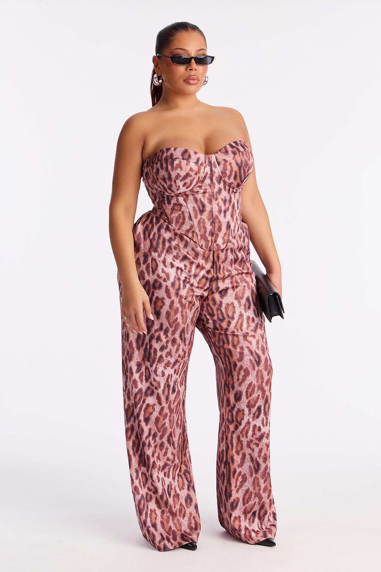 Melania Satin Corset Pant Set - Brown/combo Female Product Image