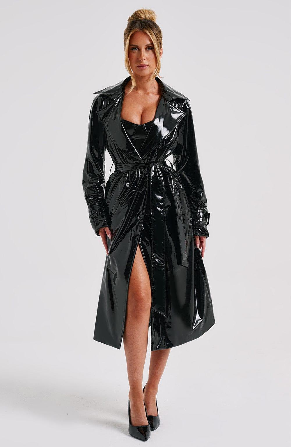 Dynasty Trench Coat - Black Product Image