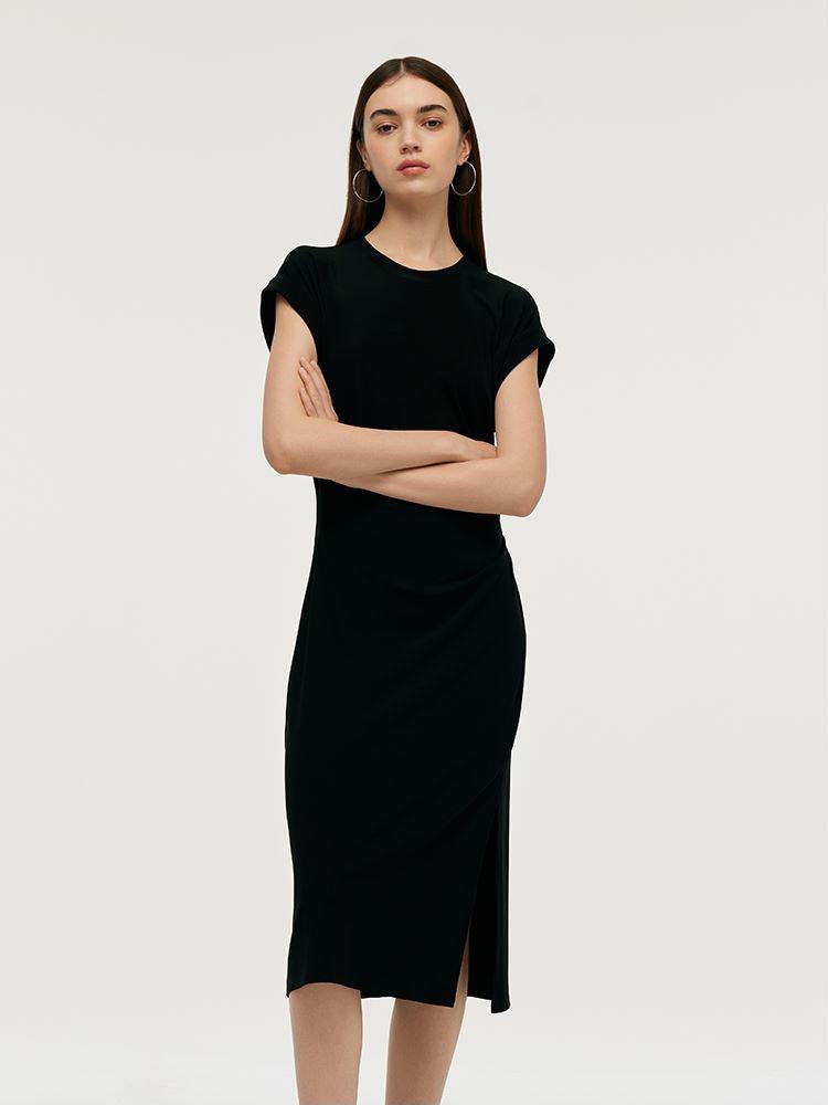 Acetate Side Slit Women Midi Dress Product Image