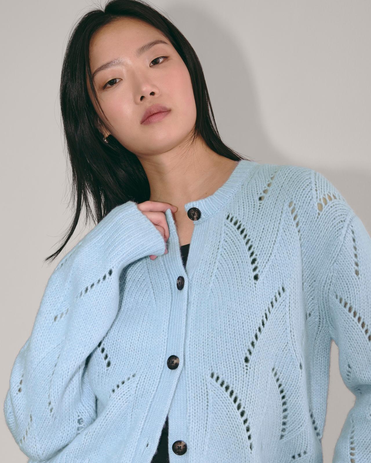Womens Pointelle Cardigan in Cloud by Everlane Product Image