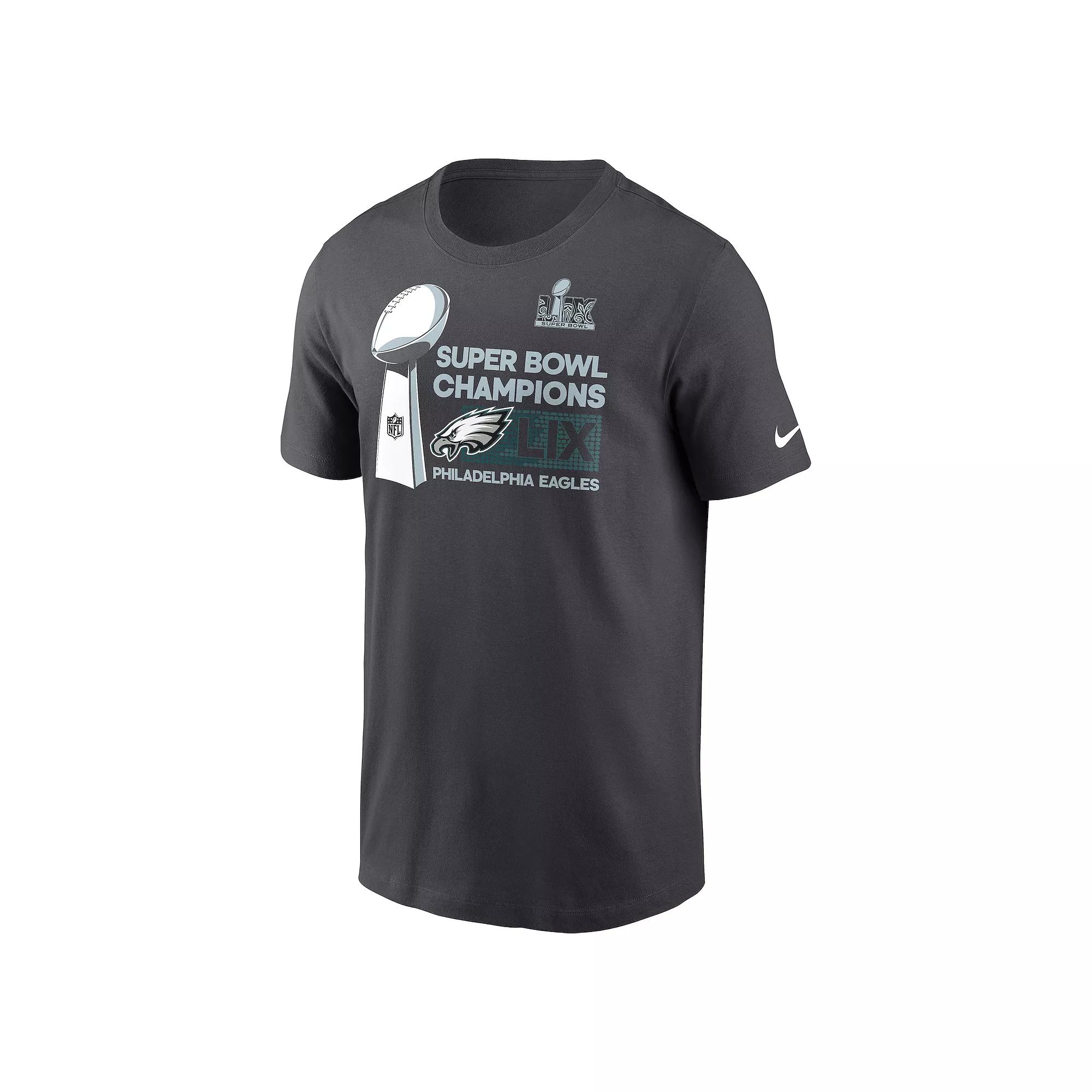 Men's Nike Philadelphia Eagles Super Bowl LIX Champions Locker Room Trophy Collection Tee, Size: 5XL, Grey Product Image