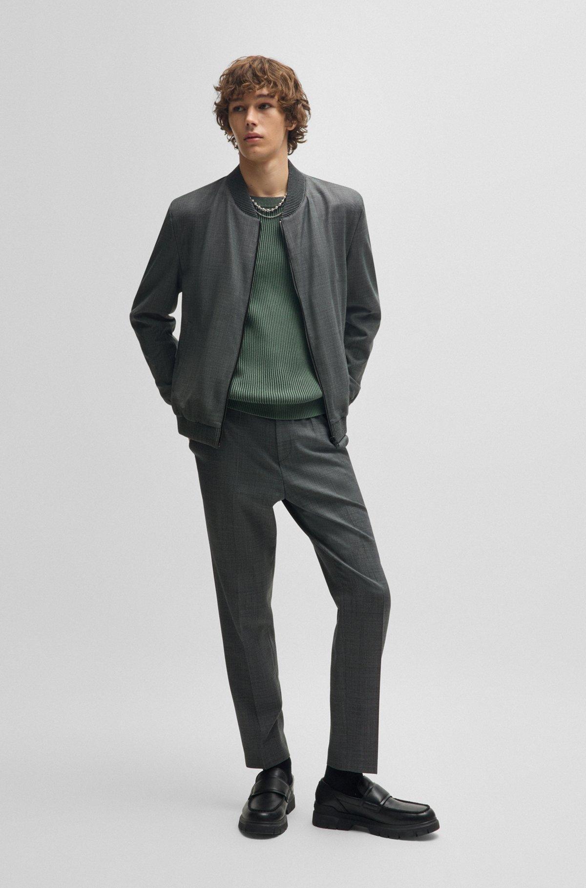 Extra-slim-fit trousers in micro-patterned stretch cloth Product Image