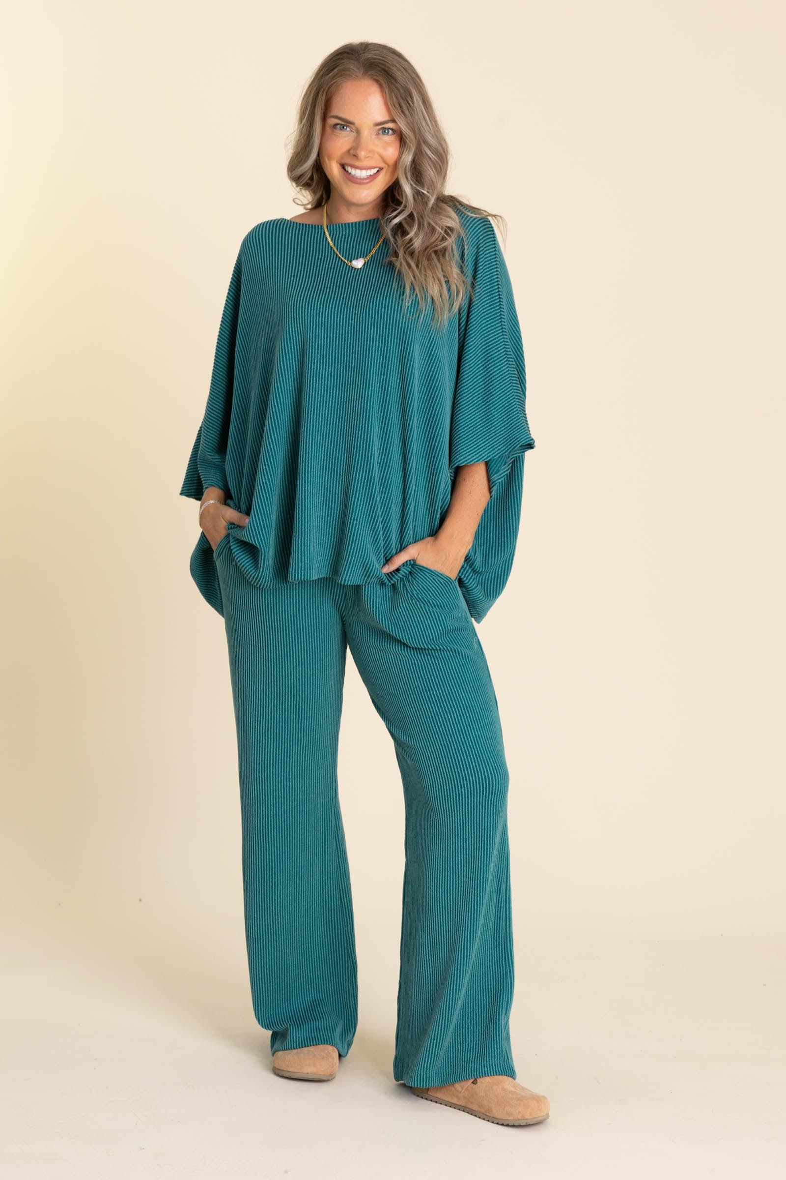 Soft Knit Boat Neck Top And Pants Set Product Image