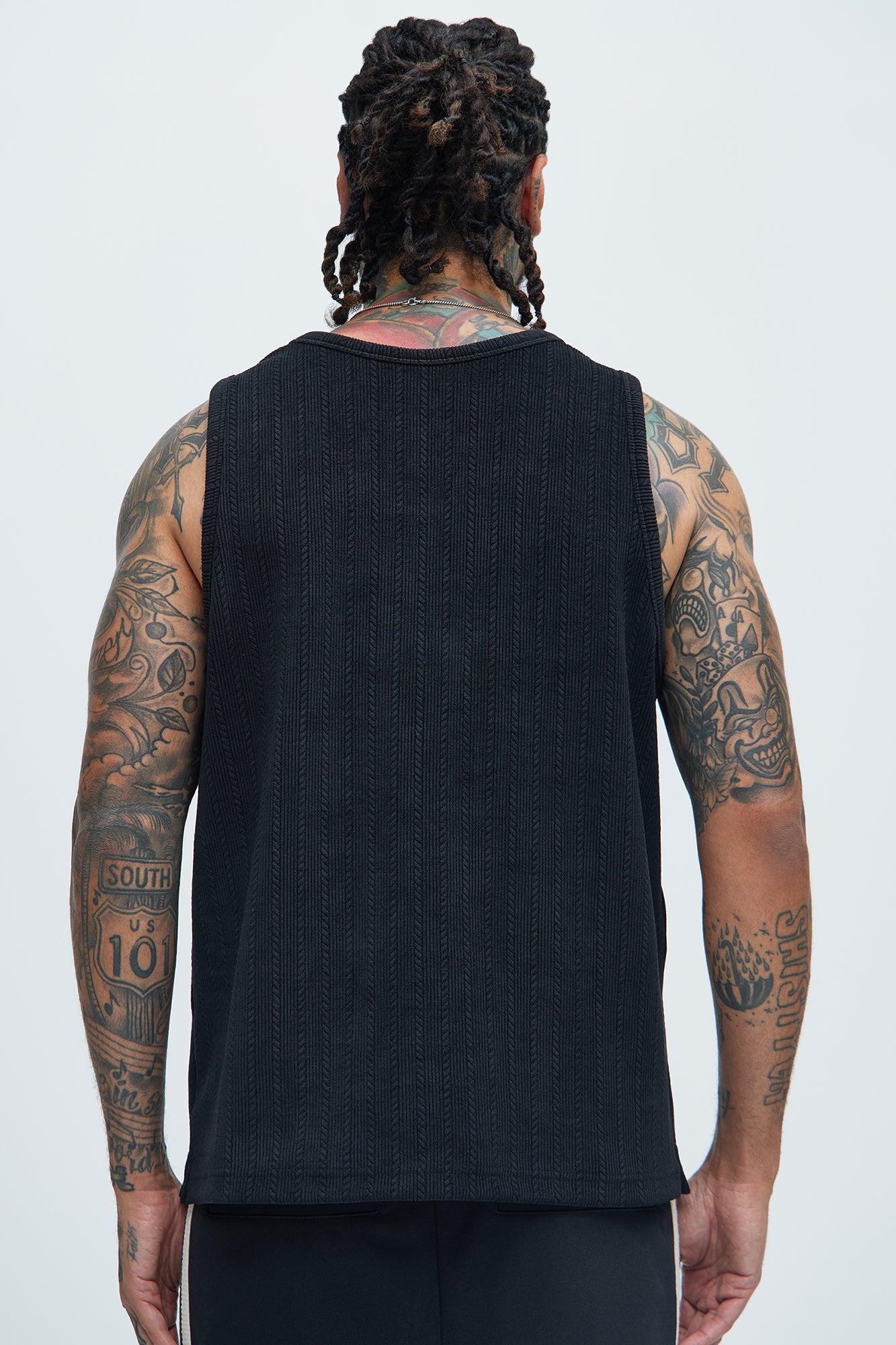 Cefalo Sweater Textured Relaxed Tank - Black Product Image