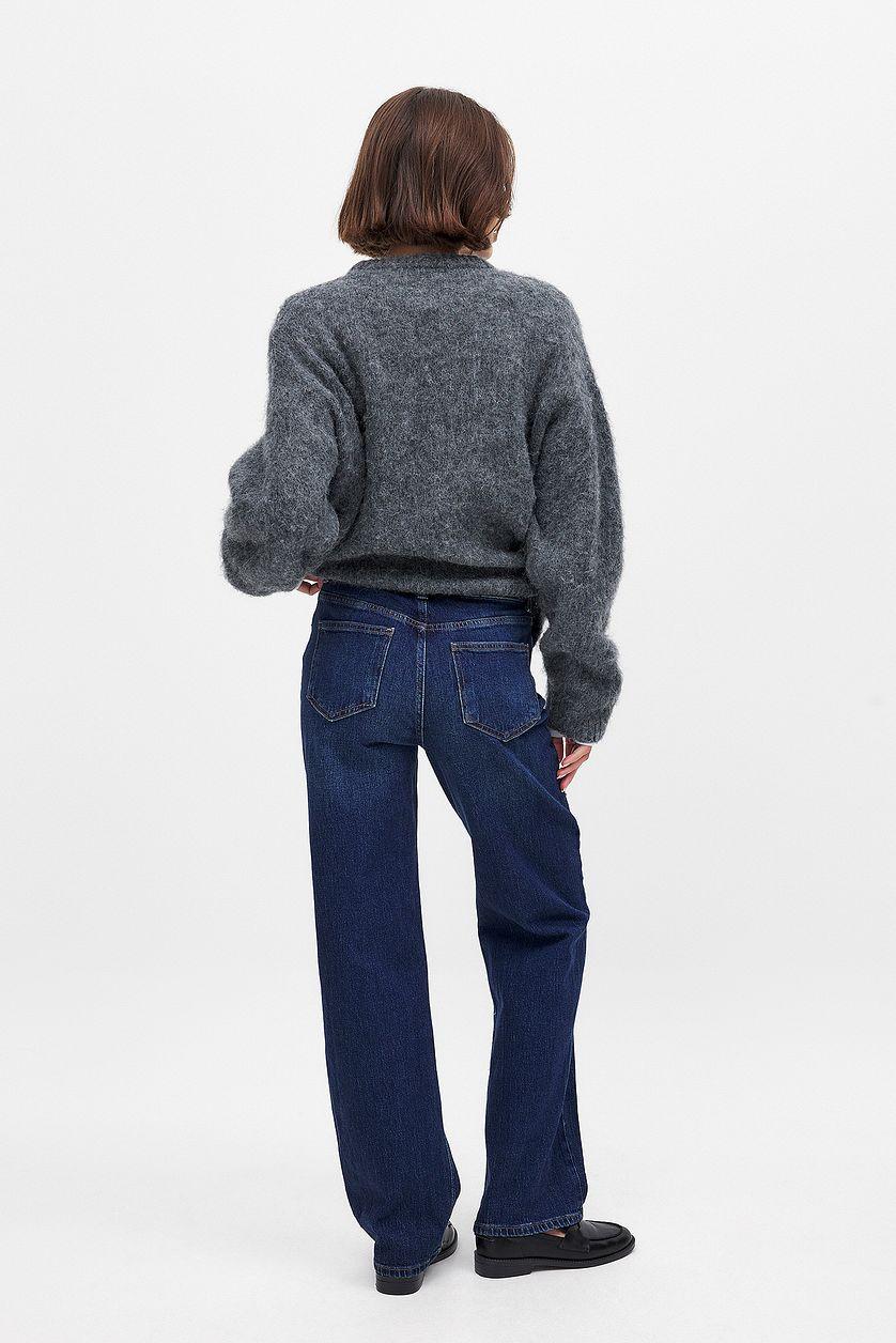 Straight High Waist Jeans Grey Product Image