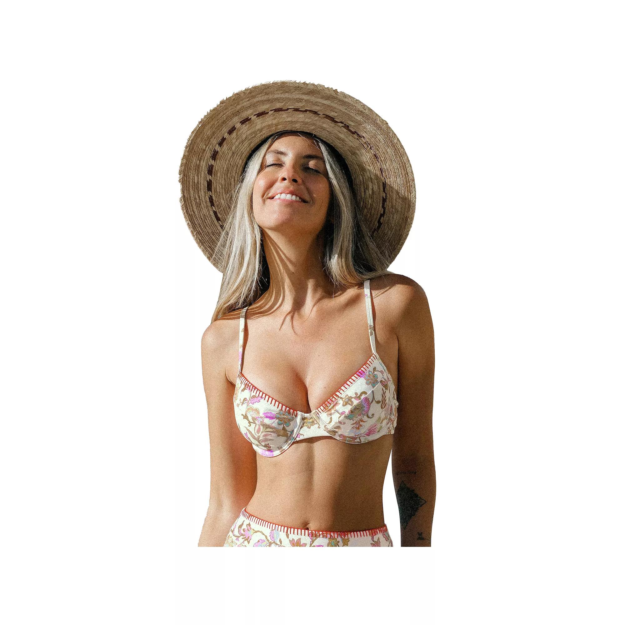 Women's Cupshe Shell Stitch Underwire Bikini Top, Size: Large, Vintage Floral Product Image