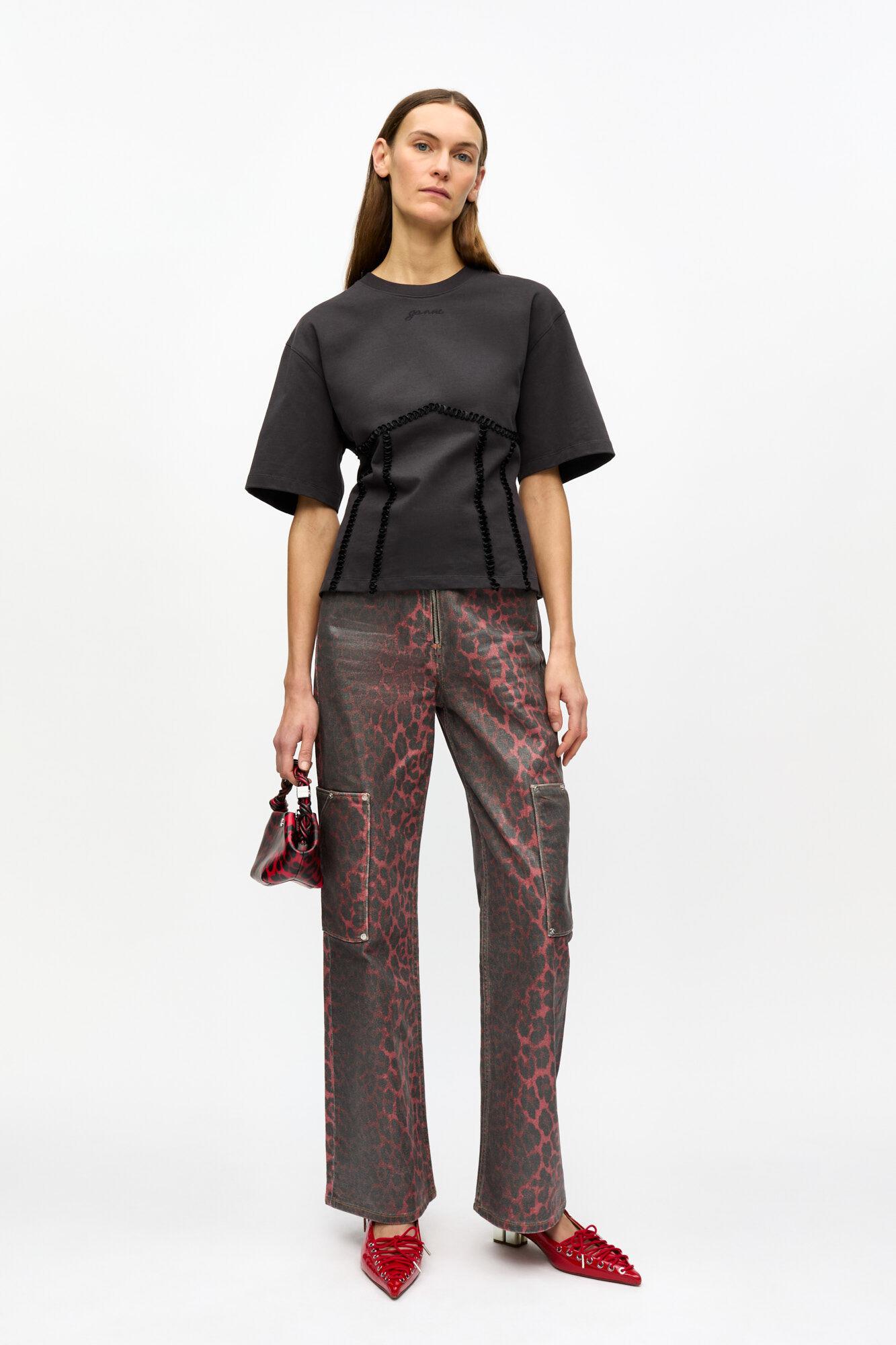 Black Cotton Tie Back T-shirt Product Image