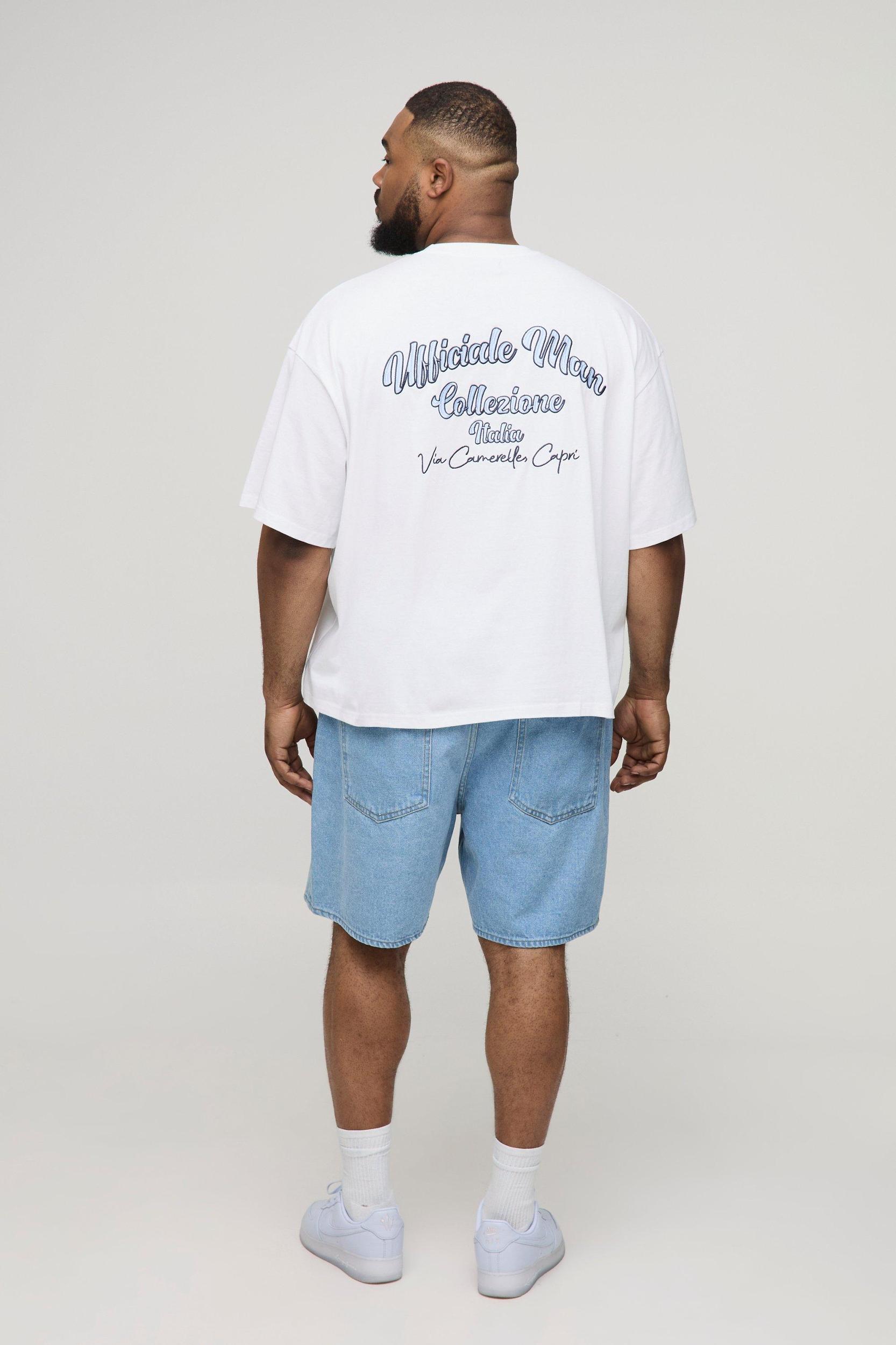 Plus Oversized Boxy 3D Embroidered T-Shirt | boohooMAN USA Product Image