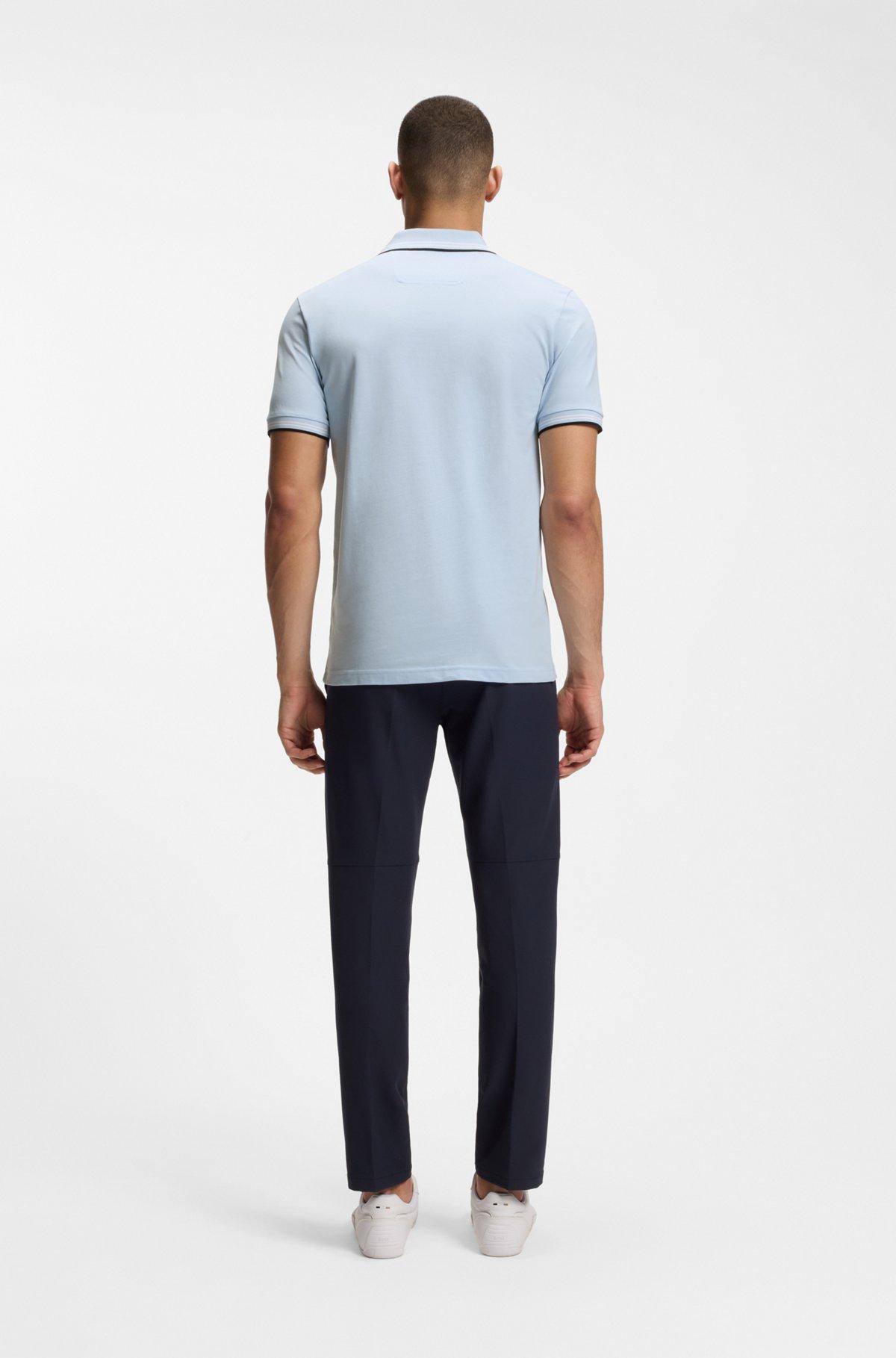 Stretch-cotton slim-fit polo shirt with branding and stripes Product Image