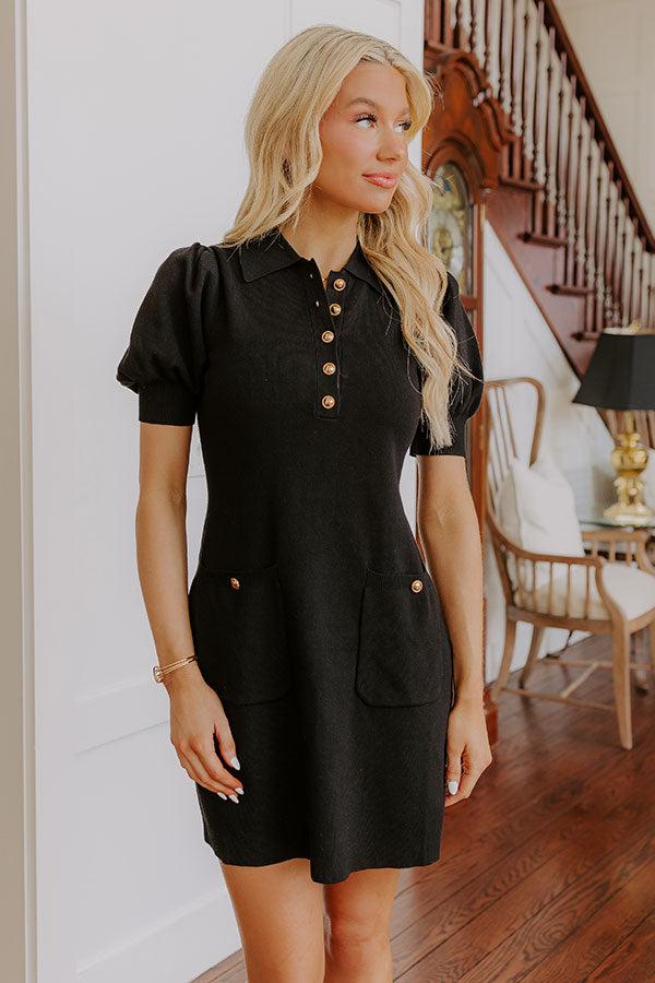 Vino On The Patio Knit Mini Dress in Black Product Image