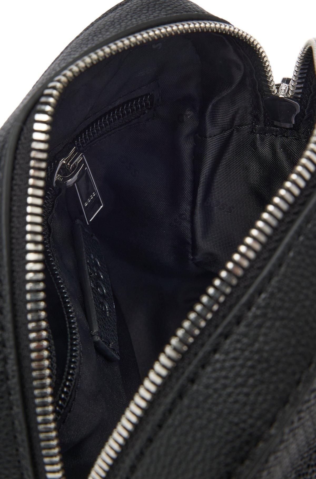 Reporter bag in faux leather with monogram-embossed panels Product Image