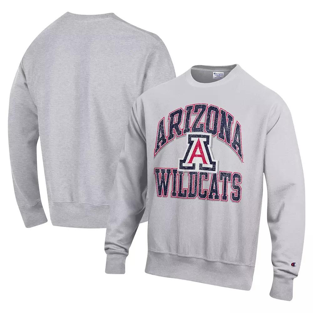 Men's Champion Heather Gray Arizona Wildcats Vault Late Night Reverse Weave Pullover Sweatshirt,  Product Image