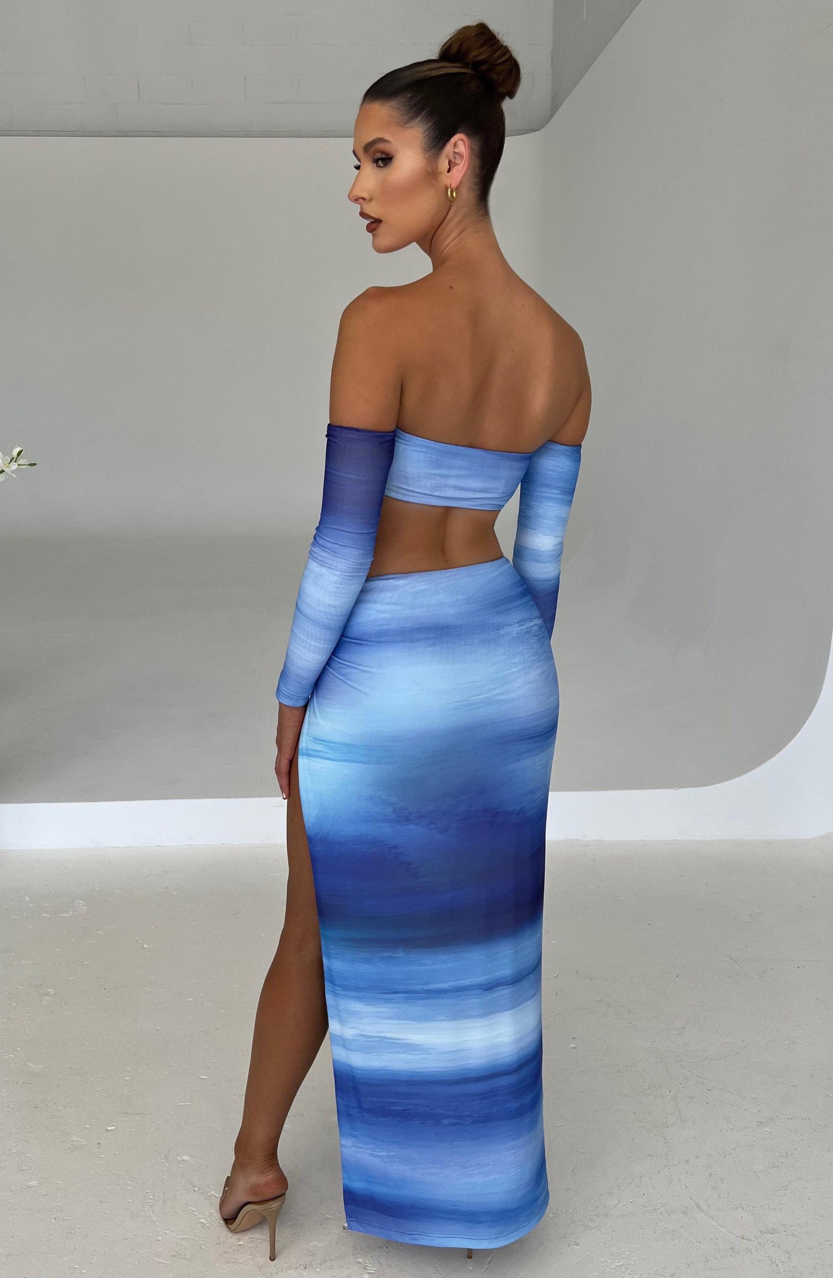 Brynn Maxi Skirt - Blue Haze Print Product Image
