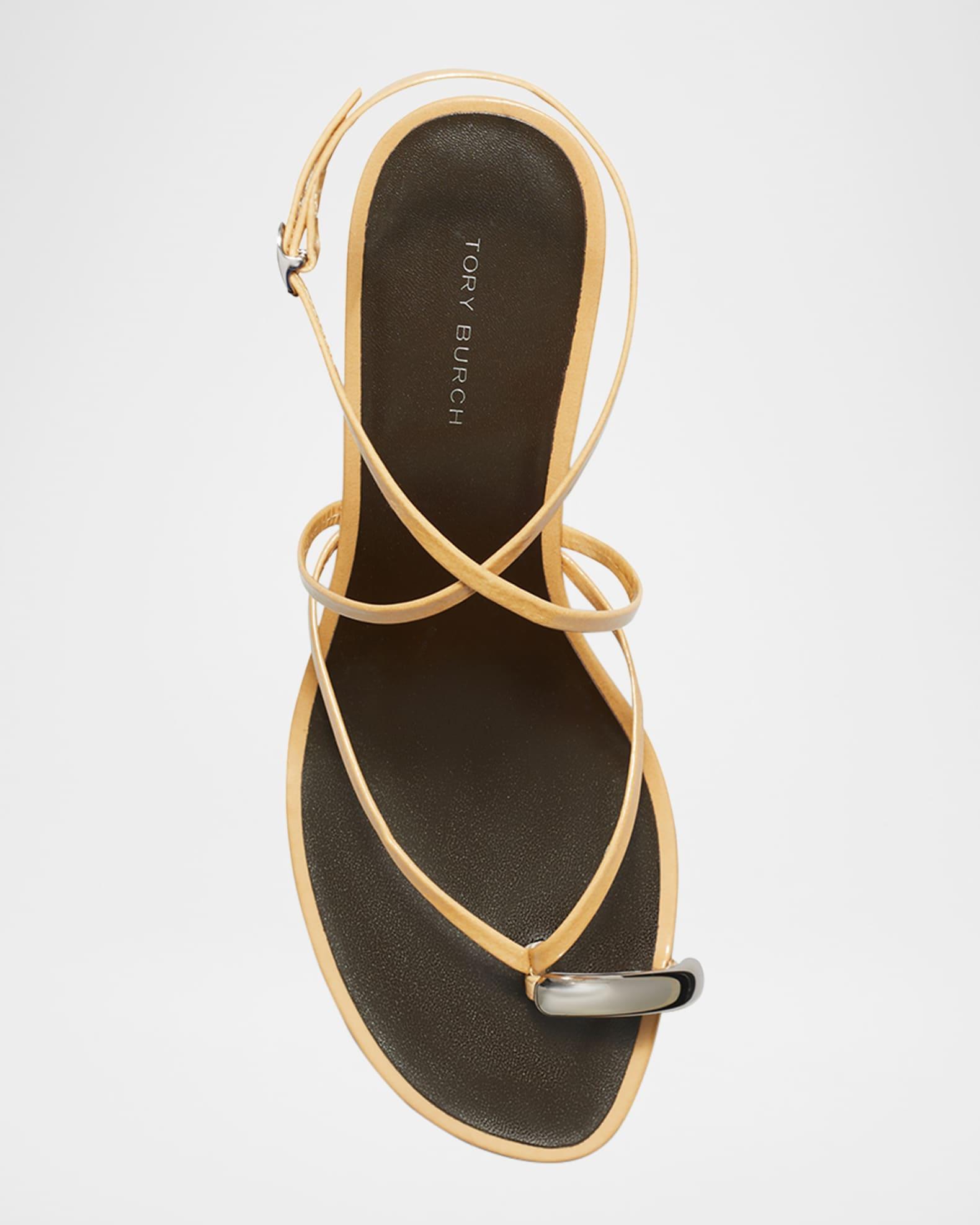 Pierced Leather Toe Ring Strappy Sandals Product Image