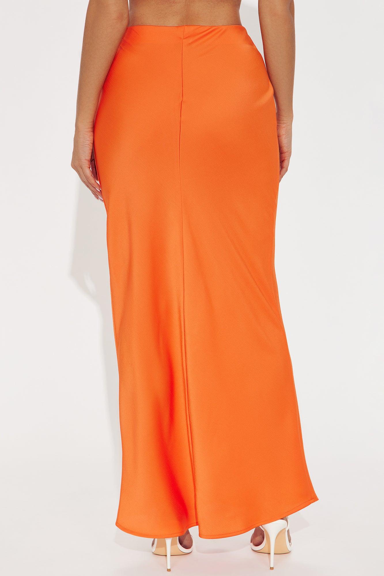 Brunch to GNO Satin Maxi Skirt - Orange Product Image